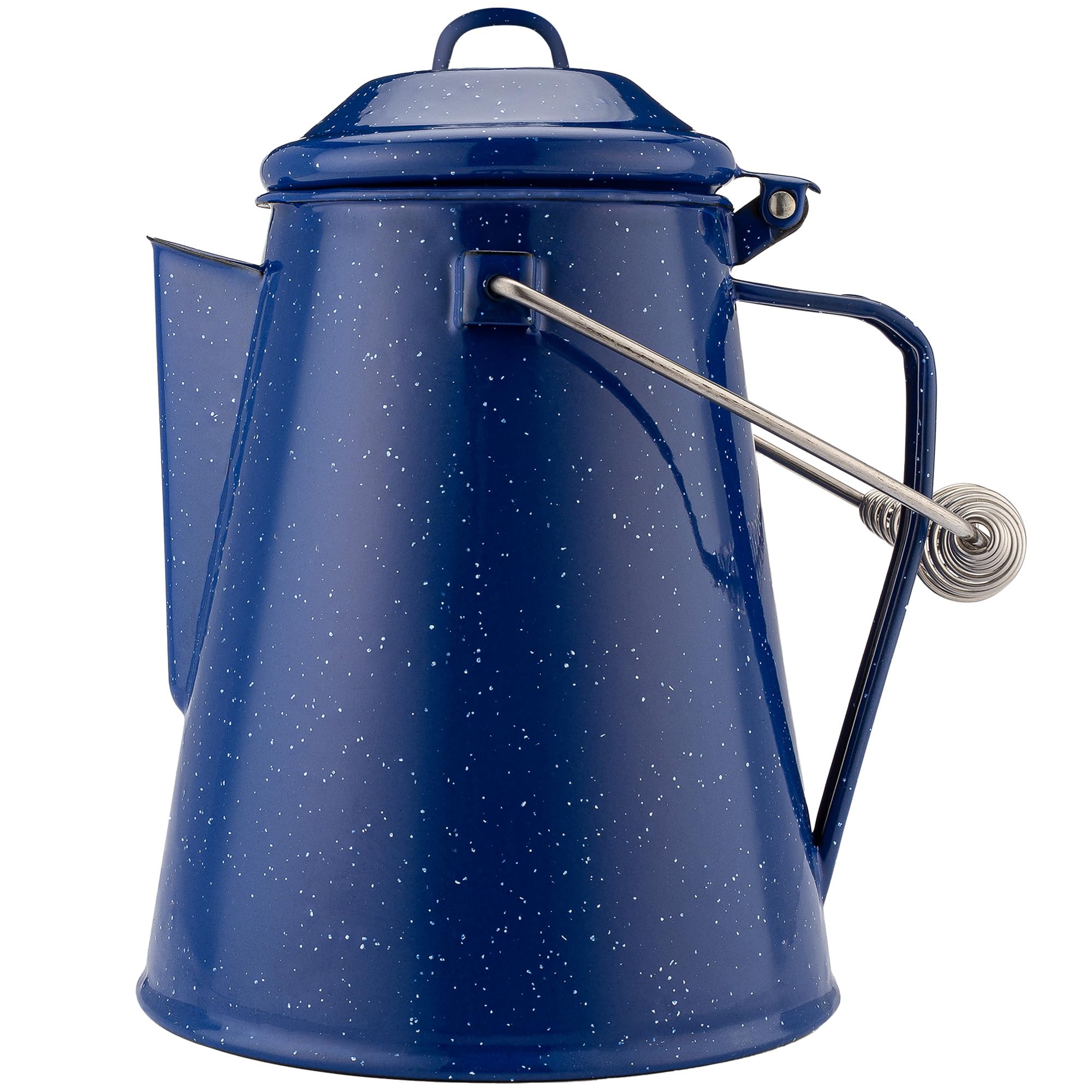COLETTIClassic Camping Kettle — Coffee Kettle, Camp Kettle – NO Aluminum or Plastic [Blue Enamel, 12 Cup]