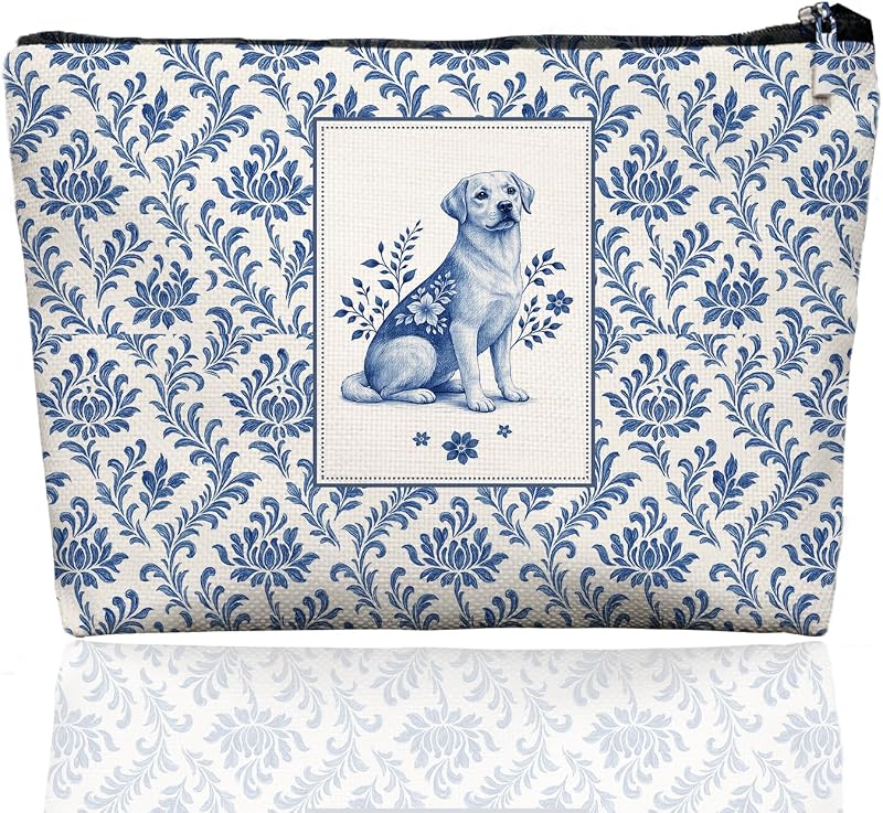 Necessaire de maquiagem EKGJW com estampa de Labrador Chinoiserie, modelo 776, 1 unidade
