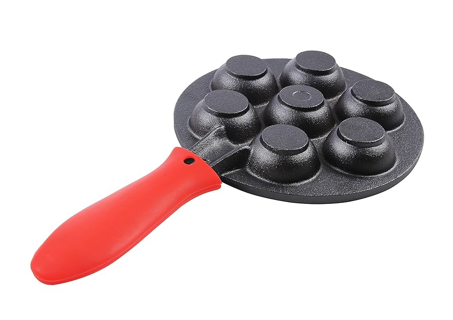 Ebelskiver Pan Upstreet Cast Iron Aebleskiver Pan - Ideal For Mini Pancake Mold, Cake Pop Pan, And Takoyaki Maker - Danish Stuffed (Blue Waffle Iron