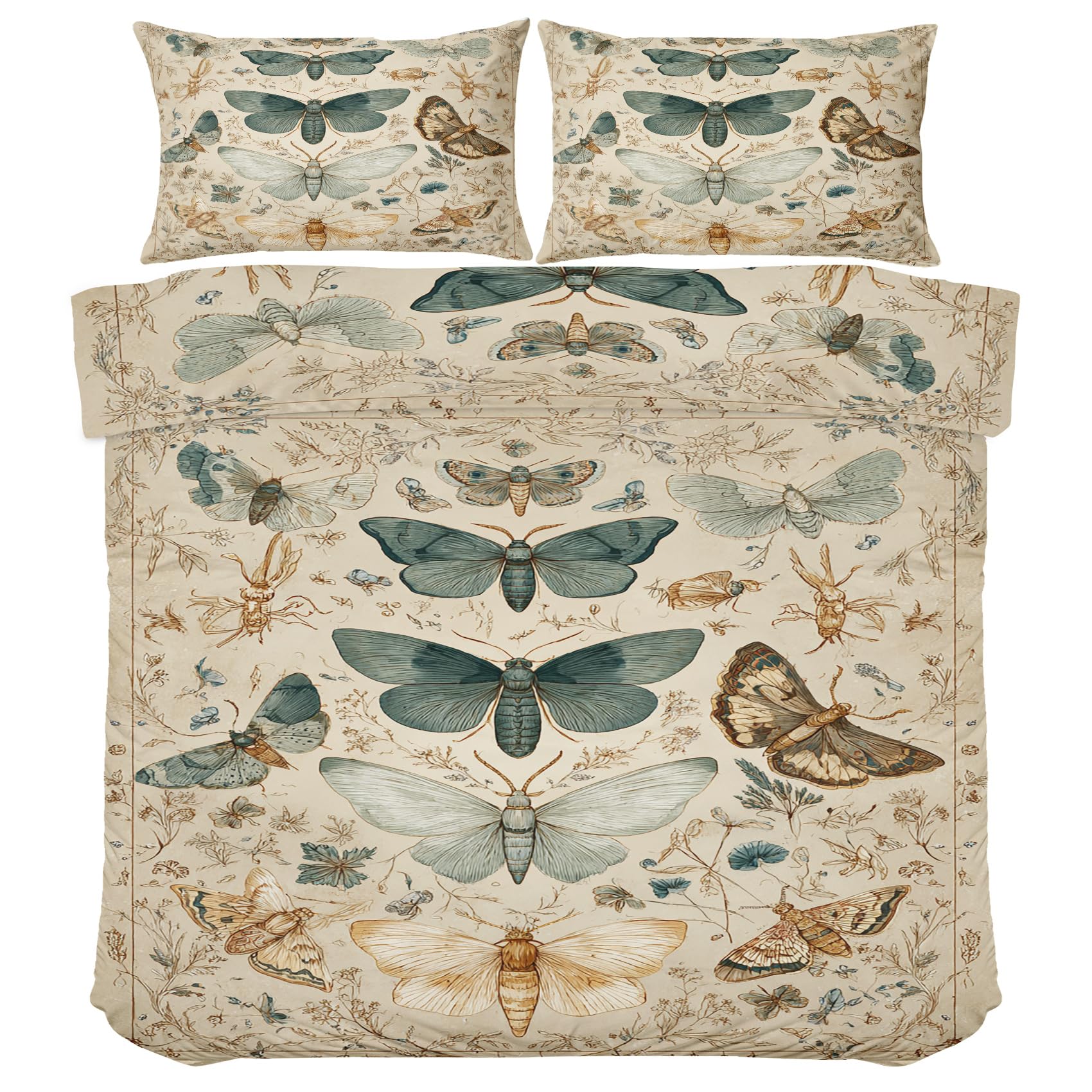 Housse de couette victorien en microfibre douce avec fermeture éclair fonctionnelle