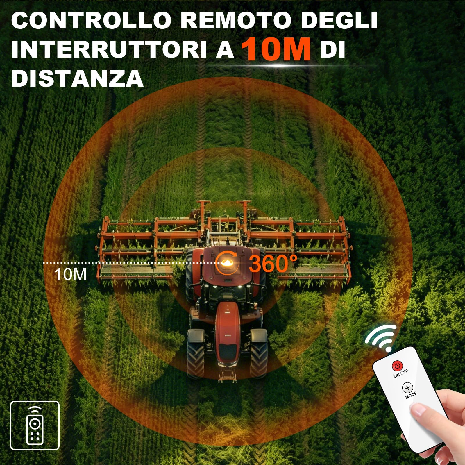 AnTom Luce LED stroboscopica lampeggiante di emergenza batteria Con telecomando,12V-24V 9 Modalità con 3m Cavo Alimentazione e USB cavo di ricarica Lampeggiante Auto per trattori golf UTV