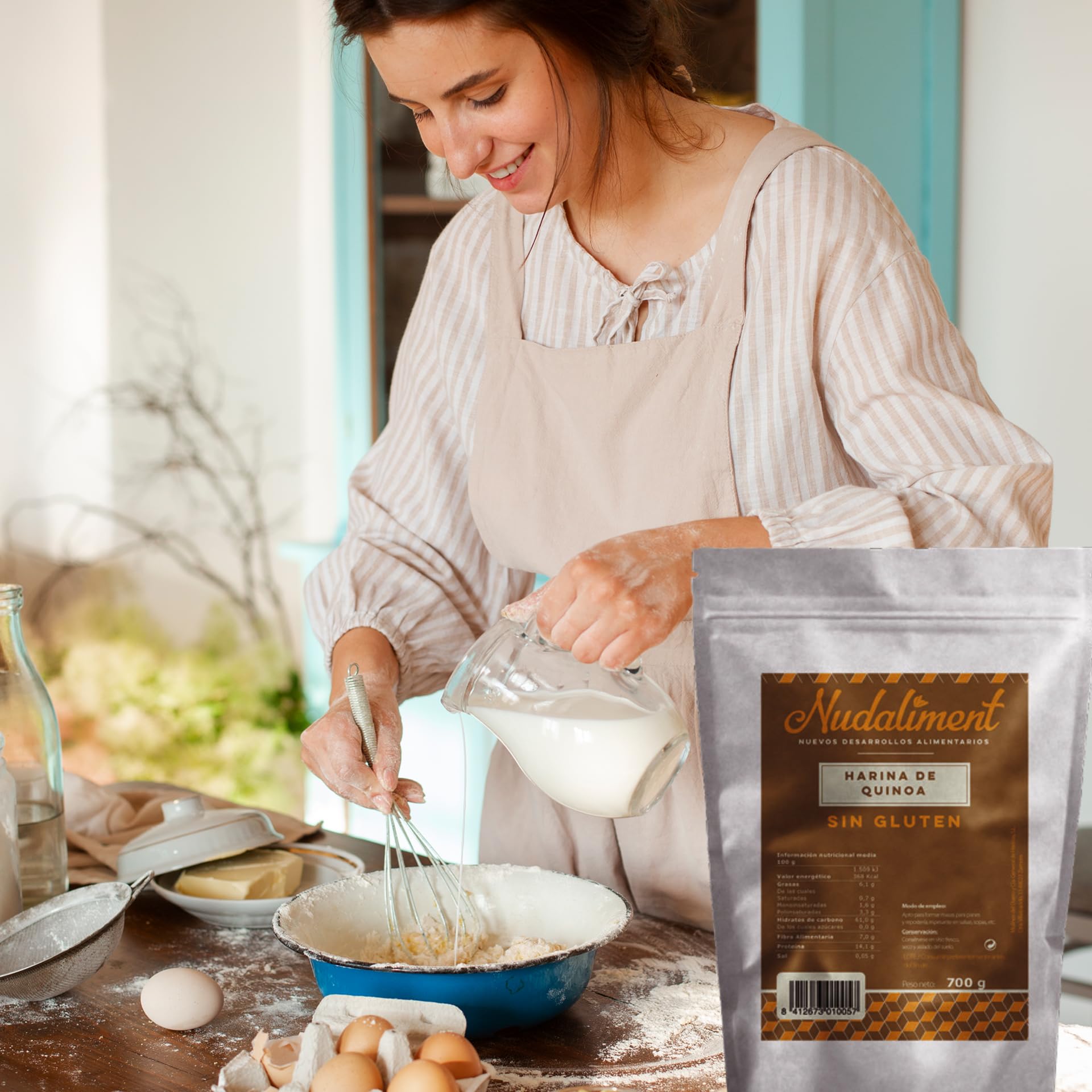 Harina De Quinoa Sin Gluten 700 Gr Natural Para Panificación Apta Para Celíacos