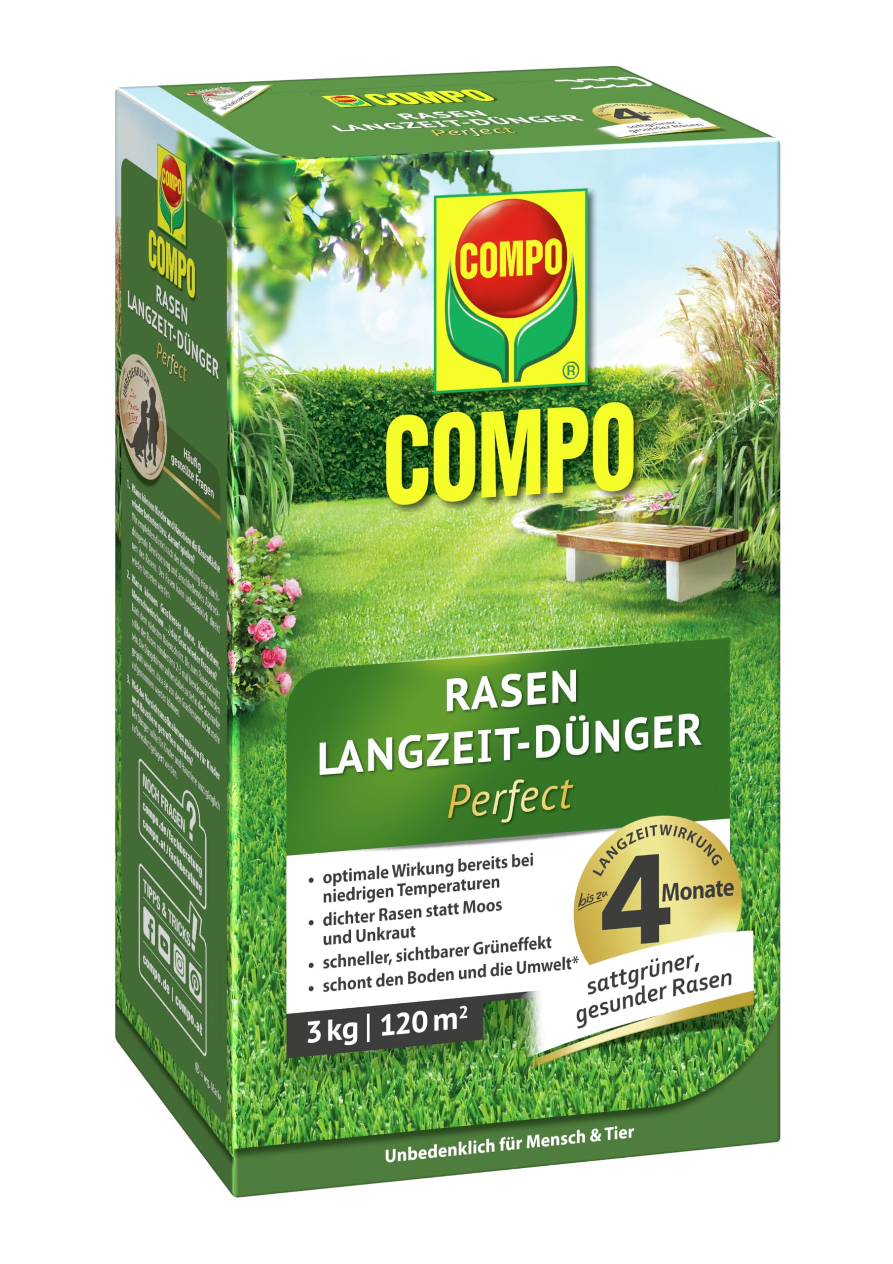 COMPO Rasen Langzeit-Dünger Perfect 3kg für 120m²