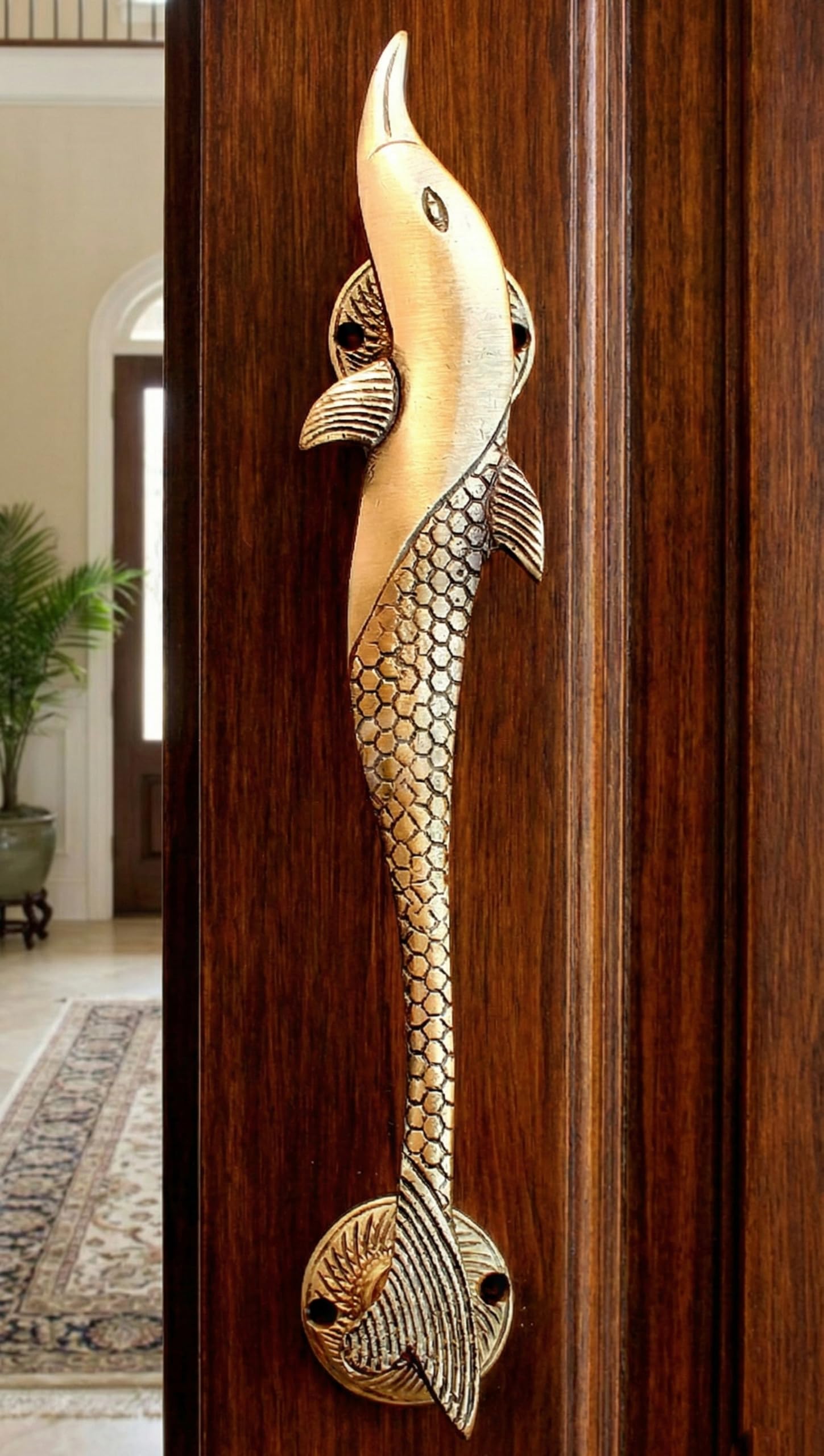 eSplanade - Maniglia per Porta in Ottone di Design da 12" Delfino - Pezzo Singolo | Decorazioni per la Casa e Porte