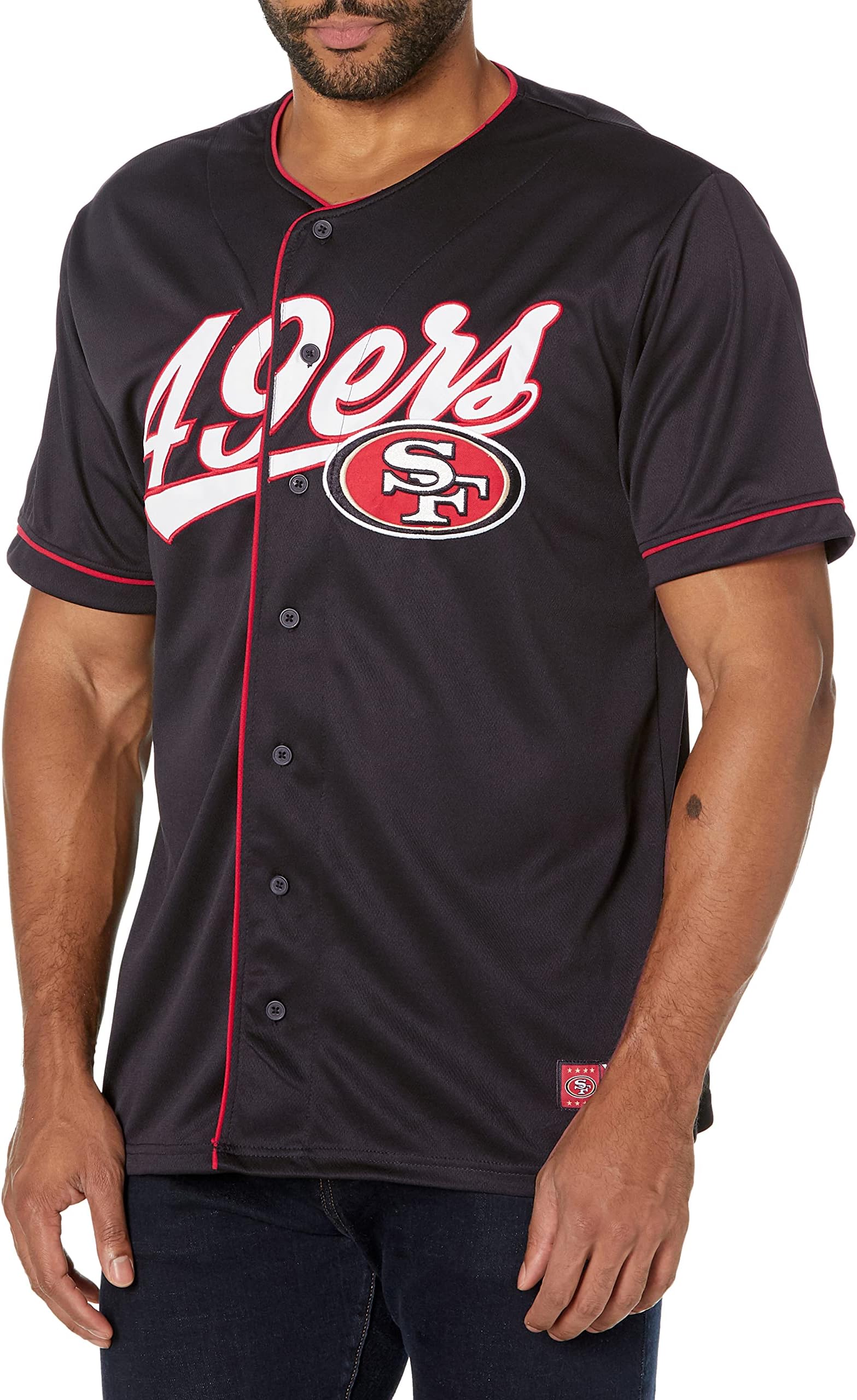 Ultra Game Adult's NFL Official Button Down Baseball Mesh Jersey Shirt