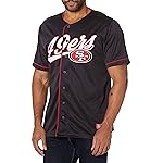 Ultra Game NFL Official Adults Game Day Button Down Baseball Mesh Jersey Shirt - Unisex, San Francisco 49ers, Team Color, Large