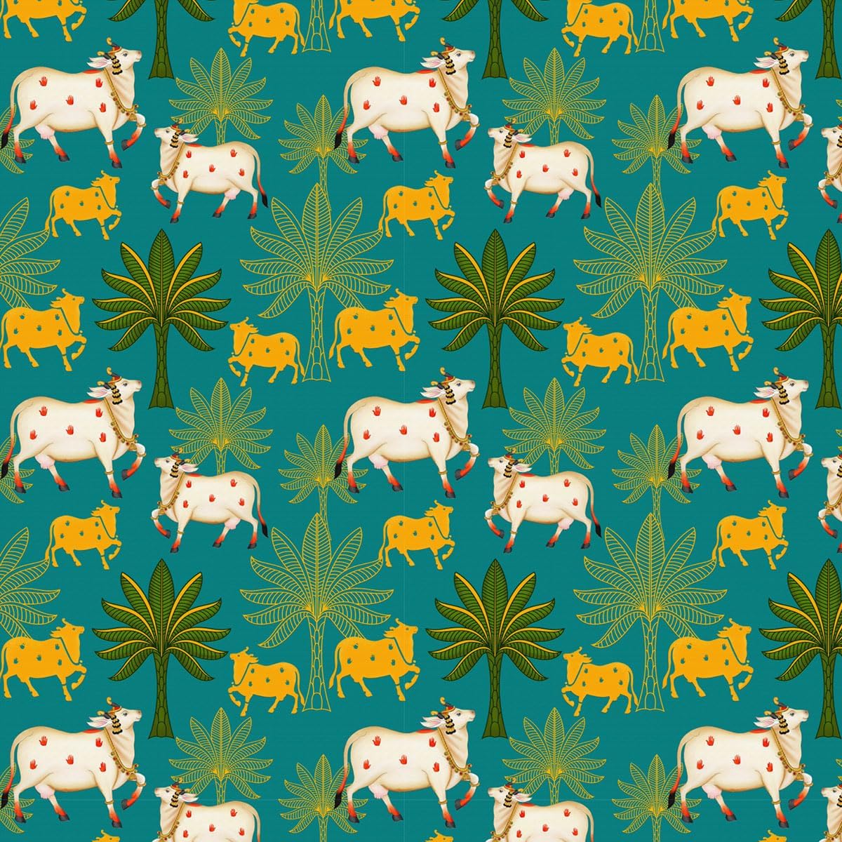 Wallpaper Self Adhesive Wall Grain Textured Wallpaper Green PICHWAI (244cm x 41cm)