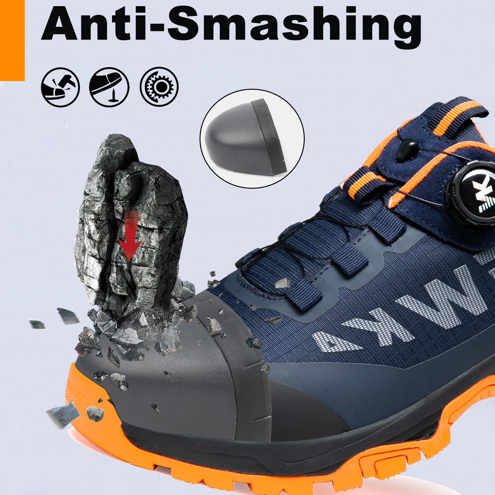 Sicherheitsschuhe Herren Leicht Arbeitsschuhe Damen rutschfeste Wanderschuhe Atmungsaktiv Schutzschuhe Stahlkappenschuhe mit Drehverschluss