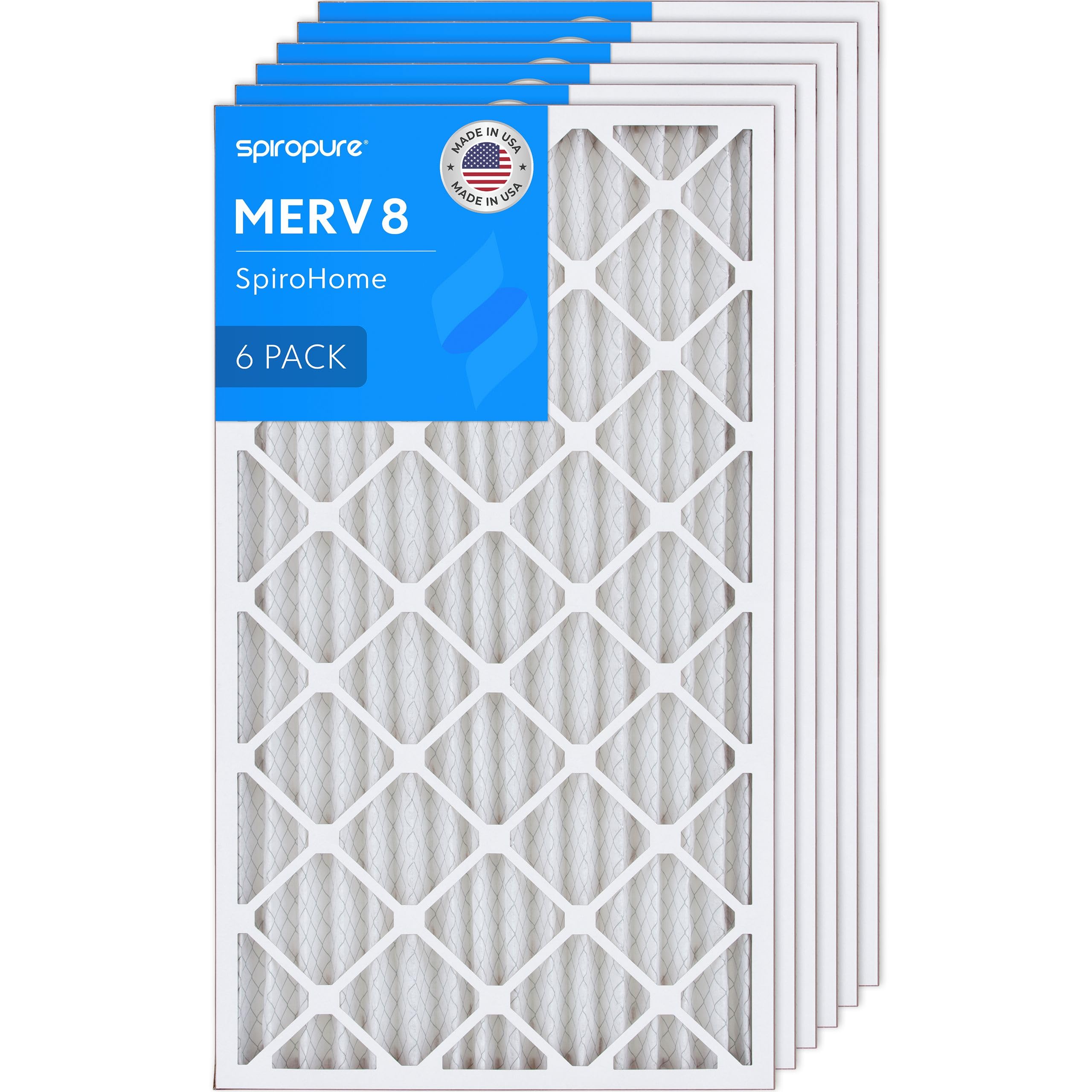 SpiroPure 20x35x2 MERV 8 Pleated Filter Air Filters - Made in USA