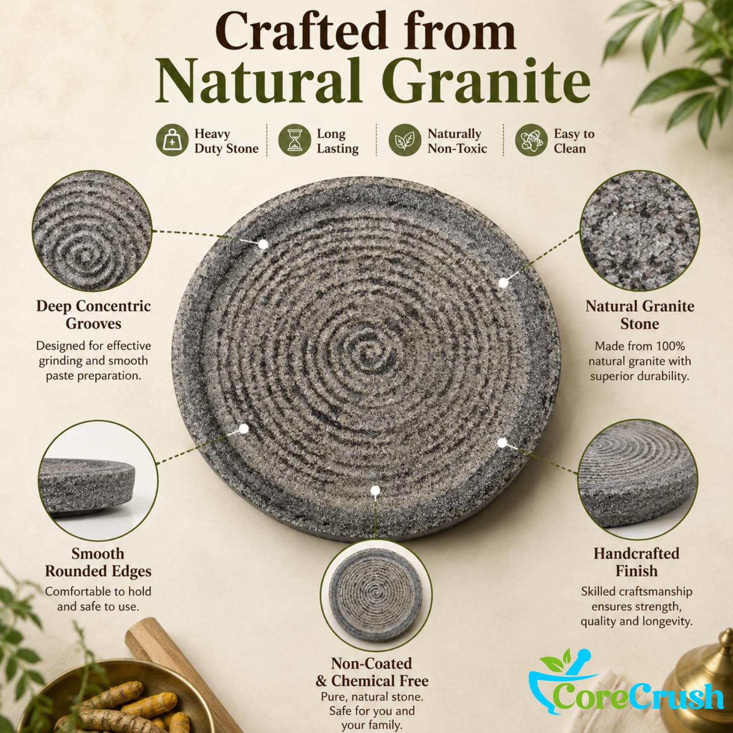 Haldi Grinder Stone - Natural Spice Grinding Slab -4 Haldi Grinder Stone - Natural Spice Grinding Slab -4