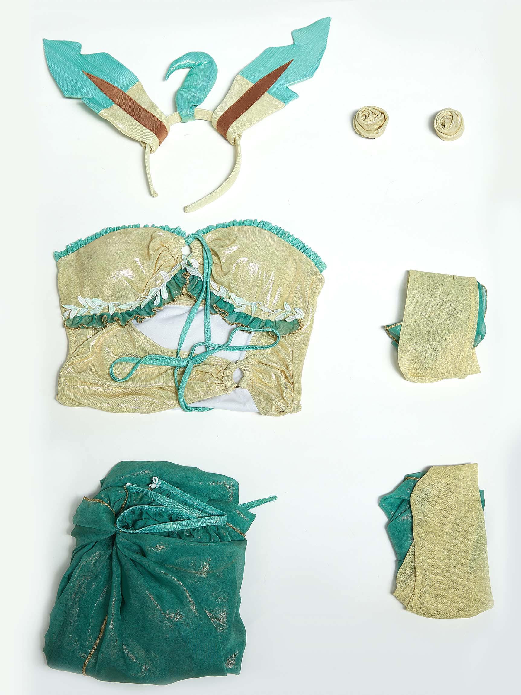 haikyuu Women Cosplay One Piece Swimsuit with Wrap Skirt Chiffon Anime Bathing Suit Cutout Halter Elf Fairy Style