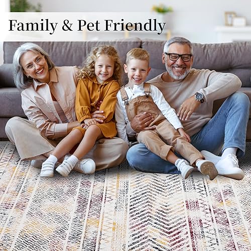 Miniatura 7 de Zacoo Tapete para puerta de interior de 2 x 4 pulgadas, tapete colorido bohemio, antideslizante, antideslizante, lavable para sala de estar, tapete