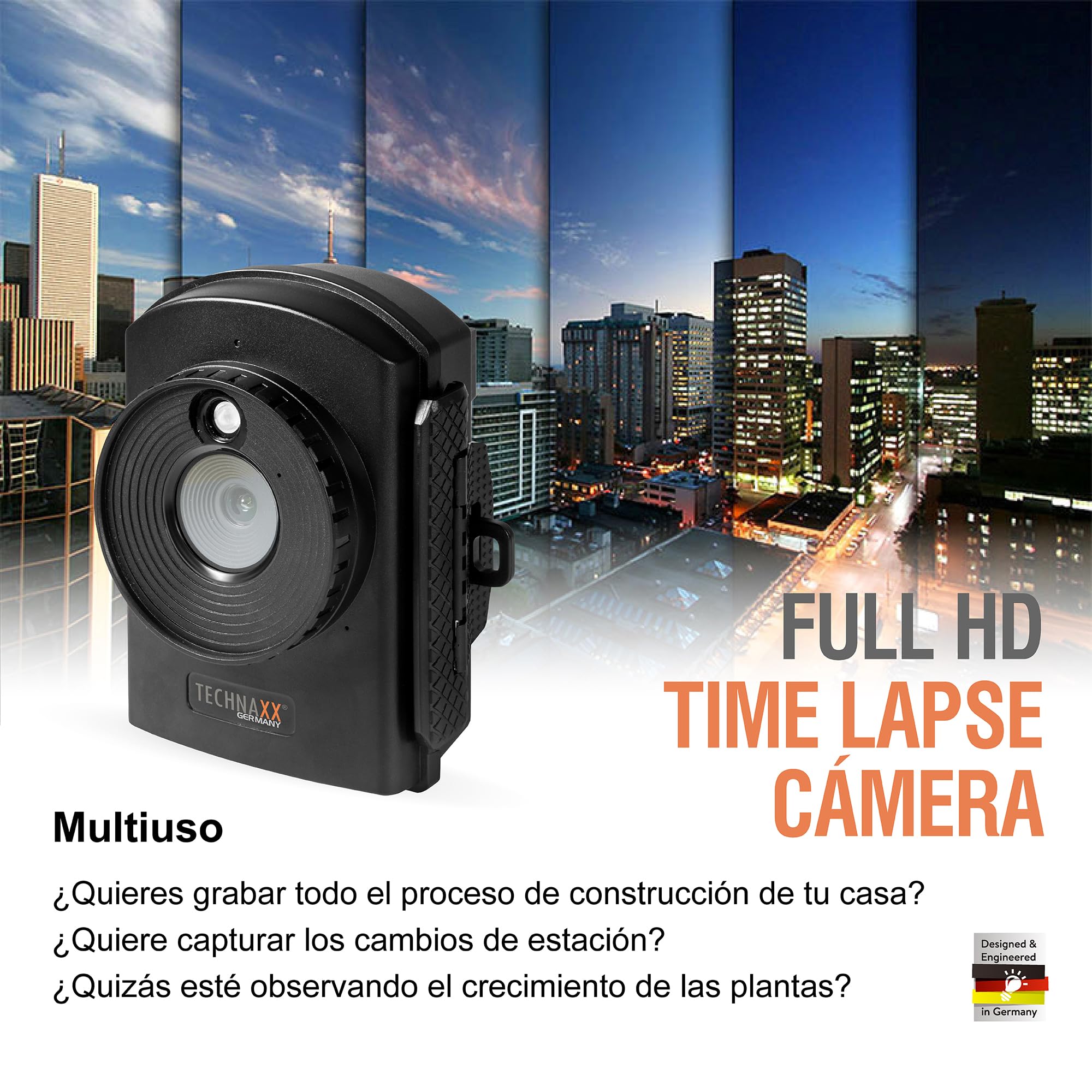 Technaxx Cámara para grabación en cámara Lenta con micrófono Incorporado Altavoz y Capacidad de grabación en Modo FullHD alimentación de la batería Varios Modos de Funcionamiento ТХ-164