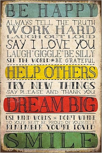 Letrero motivacional de metal positivo, Little Reminders, decoración de pared, Be Happy Dream Big Smile, regalo de aliento para niños, adolescentes,