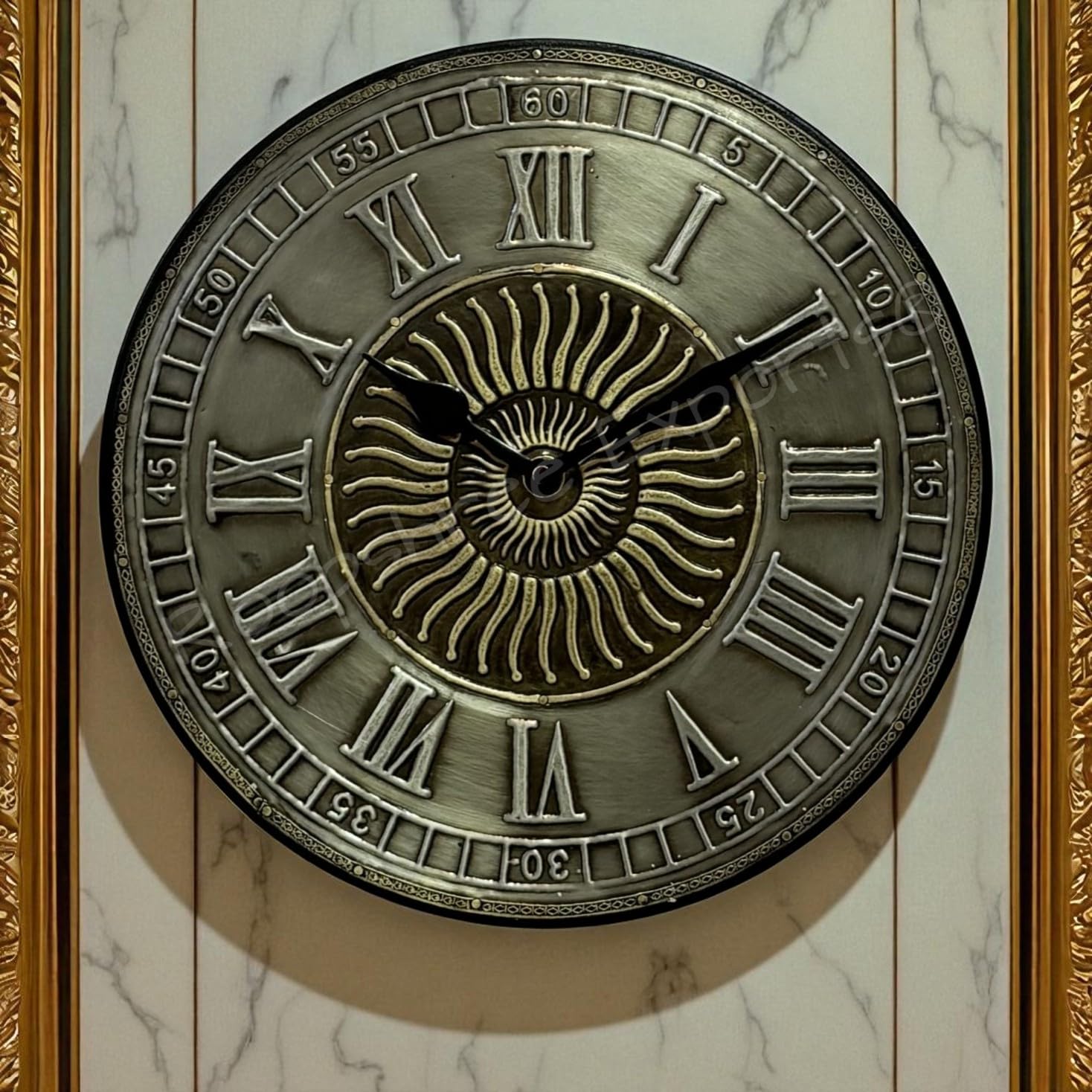 Vintage Wooden Brass Inlay Wall Clock - Handcrafted Art -14