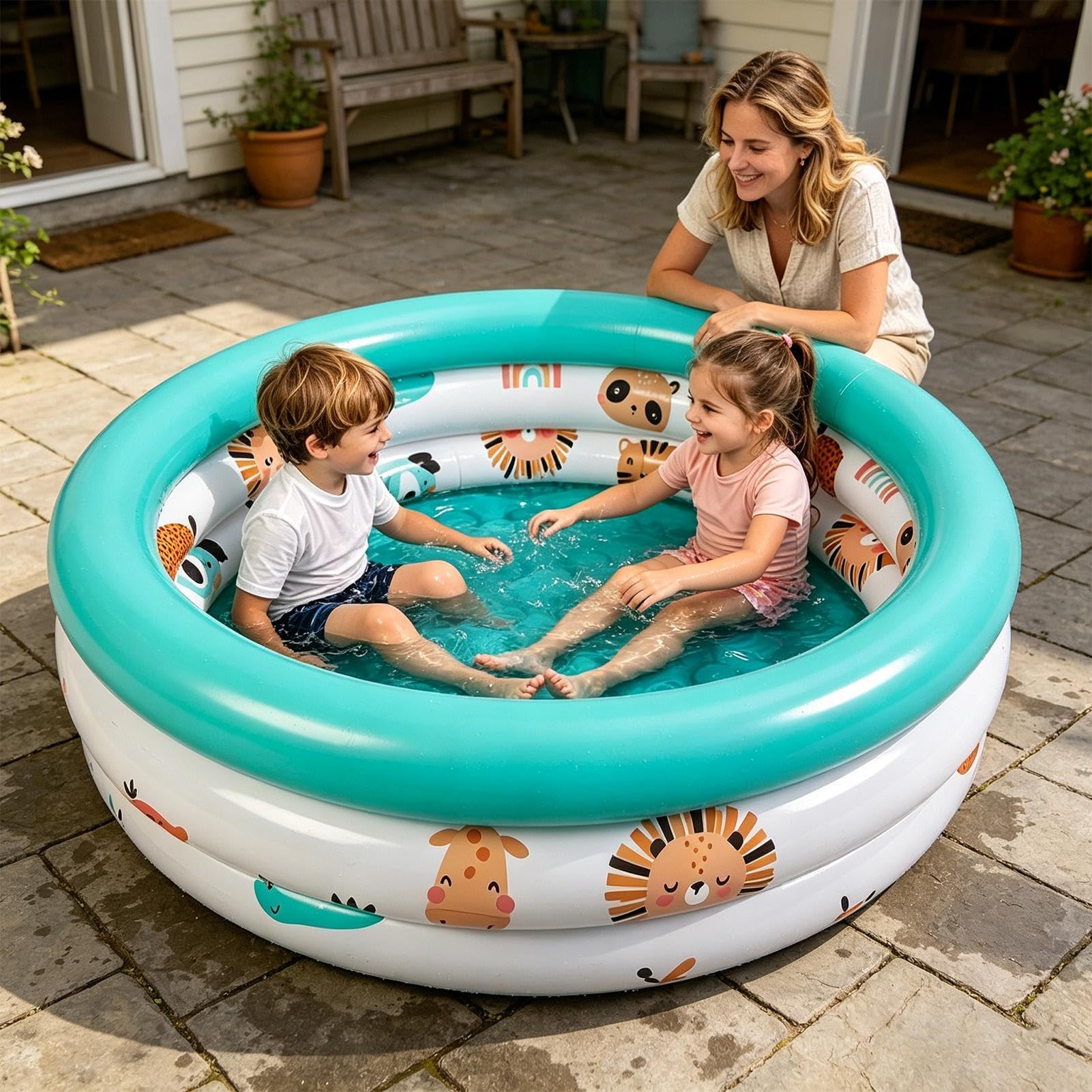 Piscina para Niños - Bañera Hinchable con Estampado,Piscina Hinchable para Niños | para, Niñas, Mascotas, Pelota de Mar, de, Jardín, Patio, Playa, Espacio