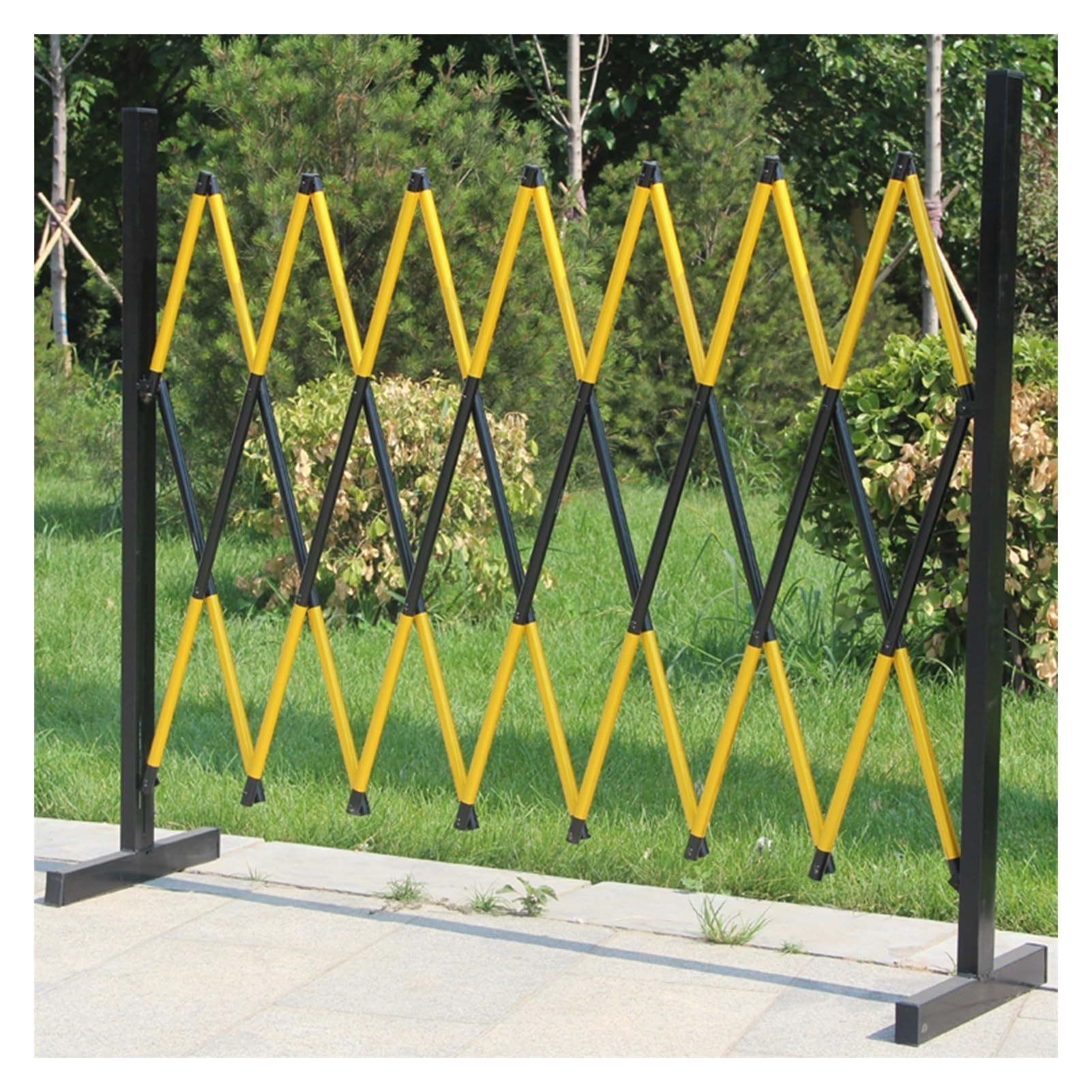 Barrière de Circulation Extensible et Portable – Blocage Routier Flexible Industriel, clôture de sécurité Pliable extérieure, Installation Facile, Jaune et Noir, dimensio