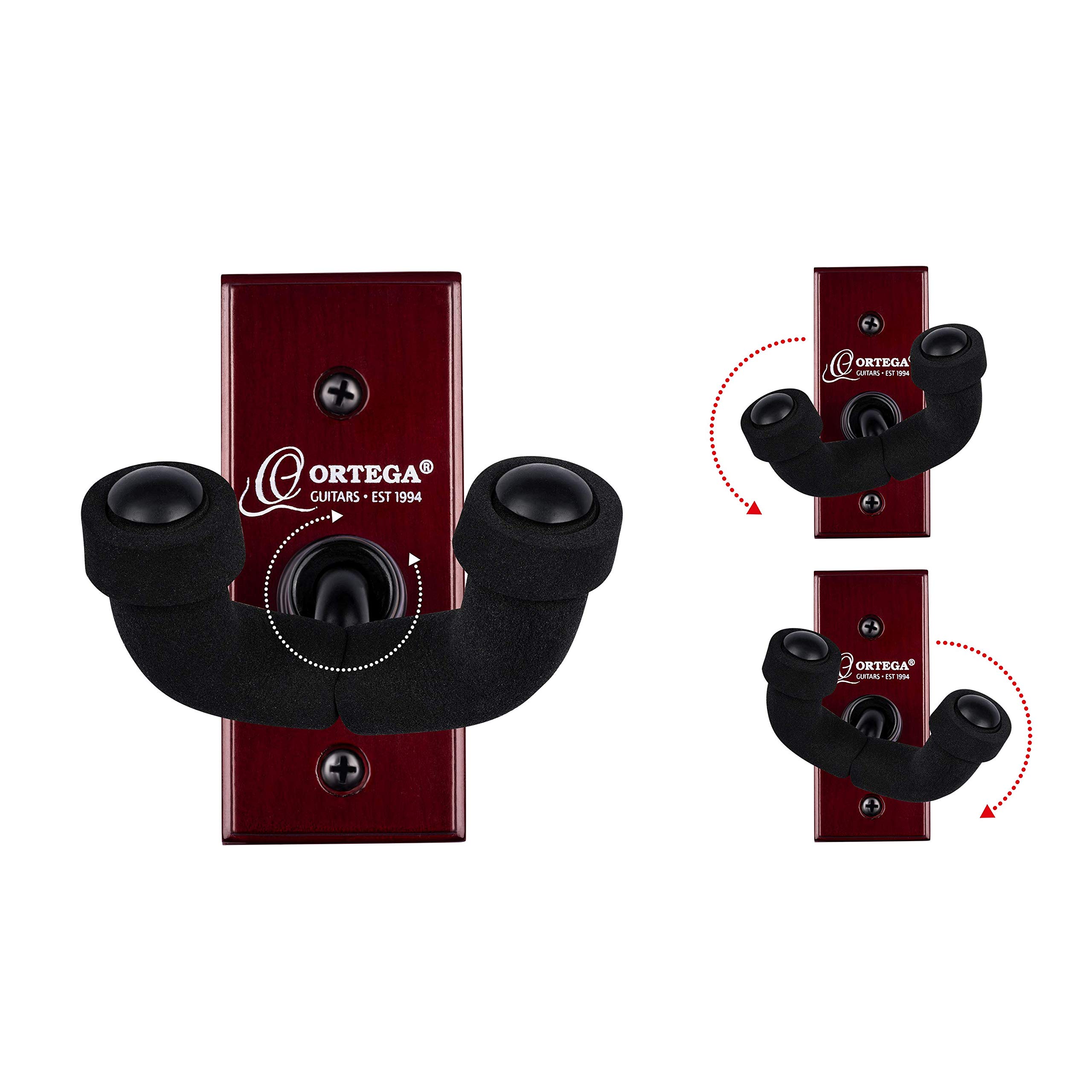 Ortega Guitars Ukulele Hanger Accessories - Wall Mount for Ukulele - Wood, Dark Red (OUH-1WR), wine red - Image 4