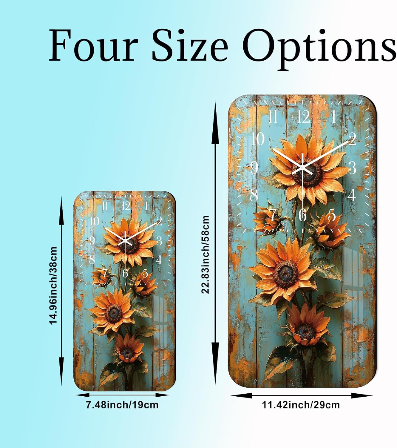 Large Sunflower Wall Clocks for Living Room Decor - 24 Inch Kitchen Wall Clocks Battery Operated - Silent Wall Clock Non Ticking for Bedroom Office Home Decor