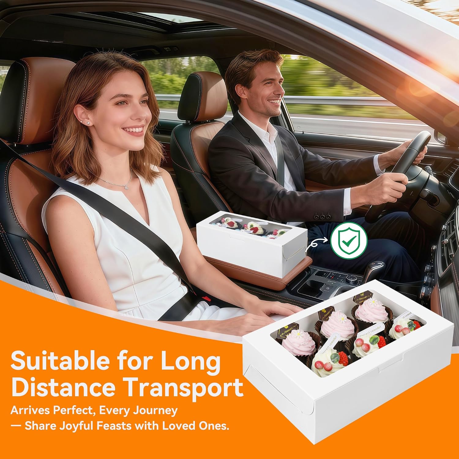 50-Set Cupcake Boxes Bulk with Clear Display Window Hold 6 Standard Cupcakes, Disposable Food Grade White Cupcake Carrier Cupcake Container, Perfect for Cupcakes Muffins Cookies Pastries