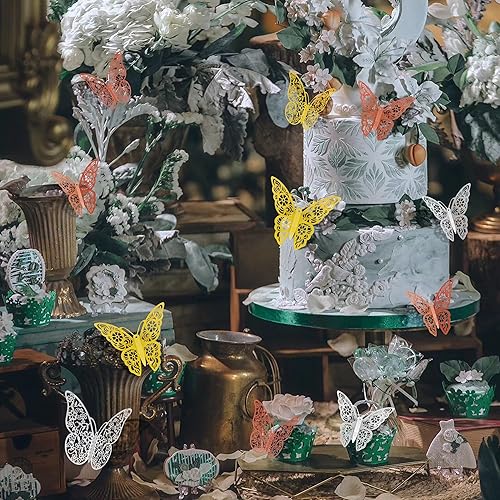 Miniatura 11 de Calcomanías de pared de mariposa 3D, 72 unidades, 3 tamaños, 3 estilos, calcomanías de pared metálicas extraíbles, calcomanías de pared para nevera,