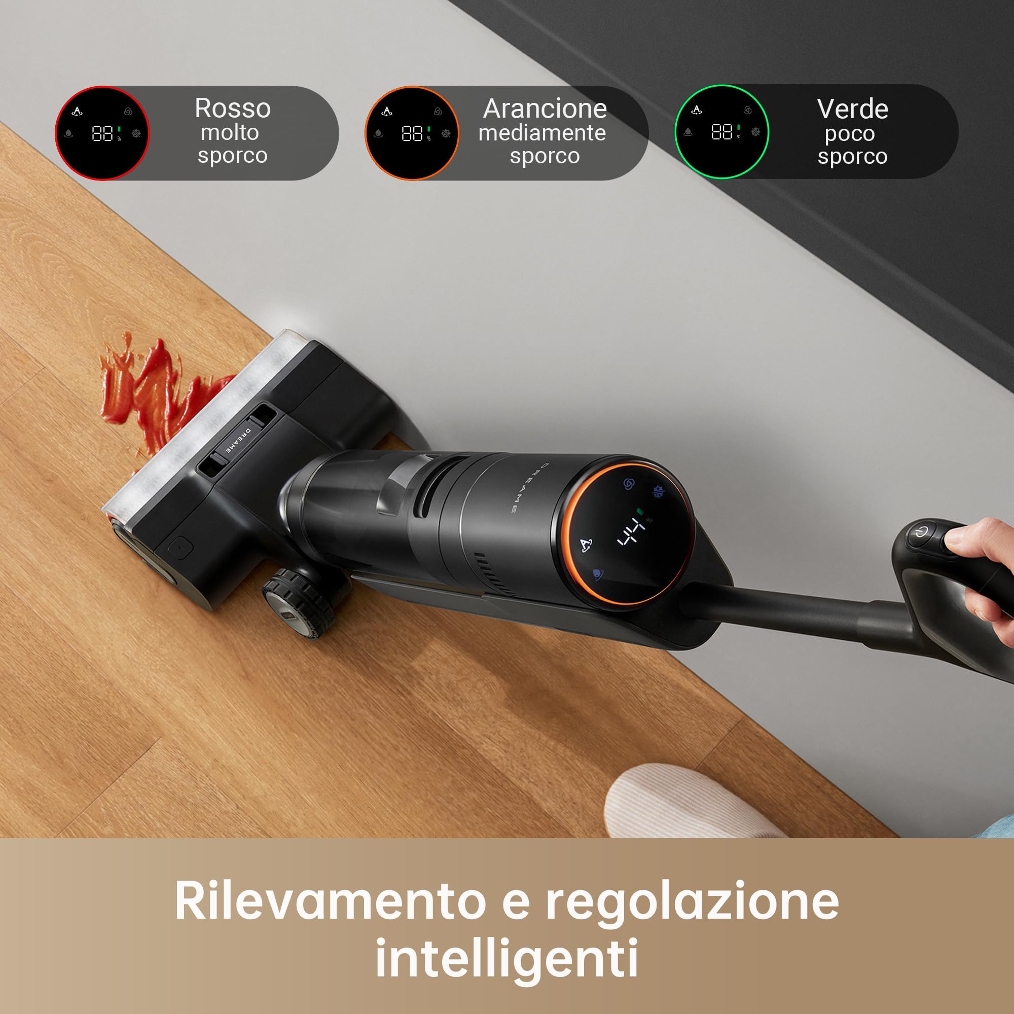 DREAME H13 Pro Aspirapolvere Lavapavimenti Lavaggio a Spazzola 60 °C, 30 min di Asciugatura ad Aria Calda, Auto-Pulizia a Doppia Rotazione, 18.000 Pa, Pulizia Edge-to-Edge, GlideWheel™, Spazzola a LED