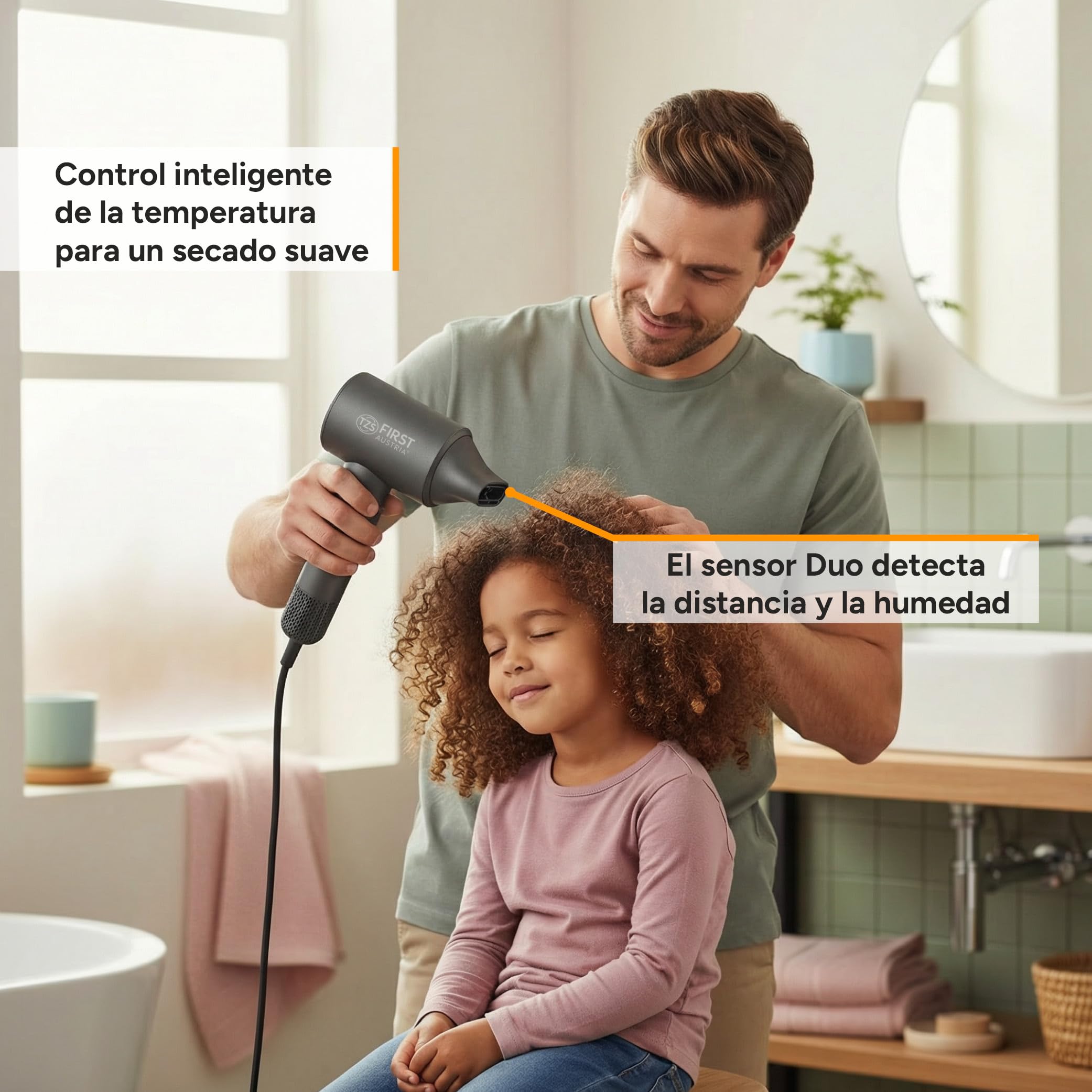 TZS First Austria - Secador de Pelo Iónico Duo Sensor - 1100W - 110.000 RPM - Tecnología de Plasma - Motor Brushless - 5 Modos - Boquilla Magnética - Ligero y Compacto