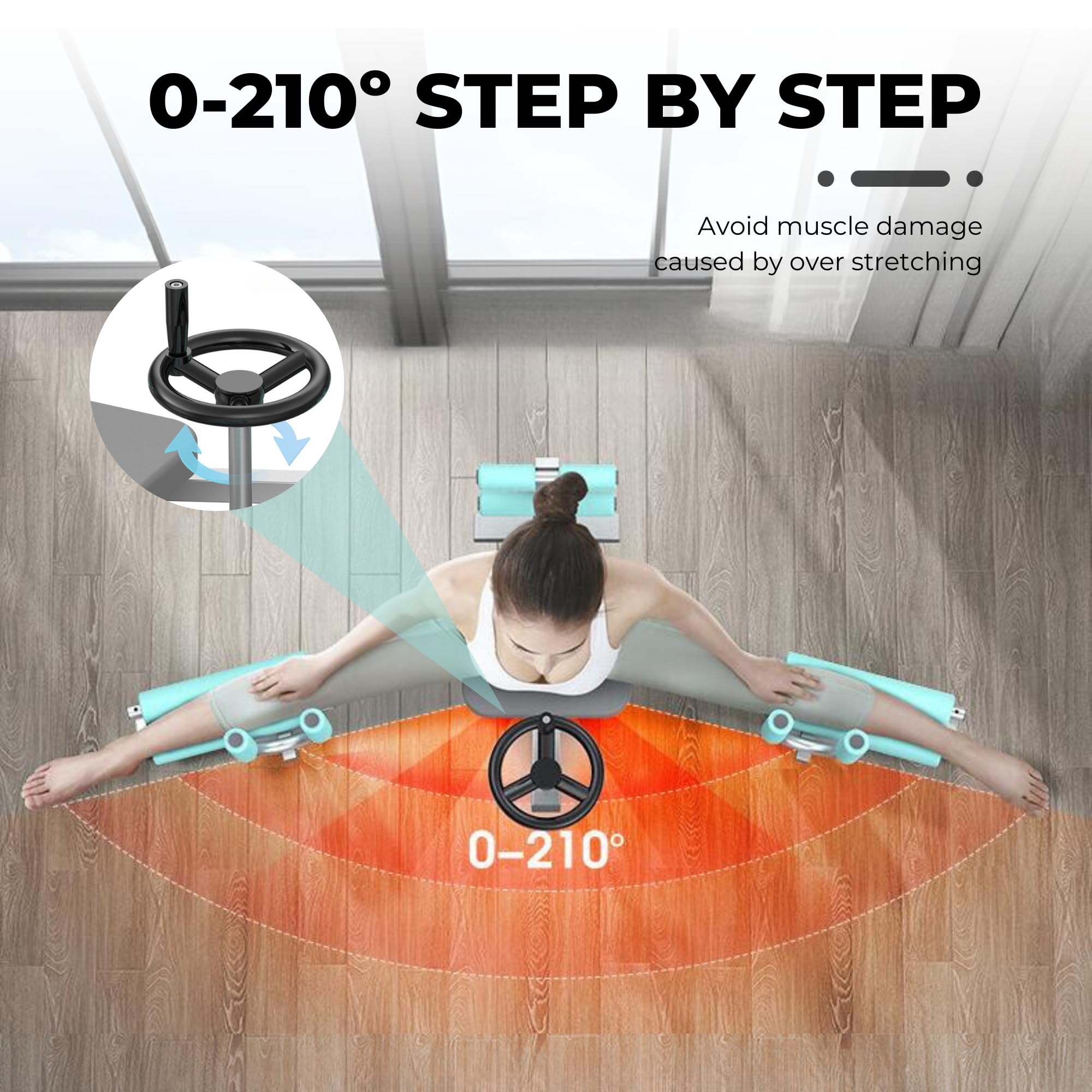 Macchina per lo Stretching delle Gambe. Macchina per l'Estensione delle Gambe con Sedile e Schienale Imbottiti per Migliorare la Flessibilità Muscolare. Estensore per Gambe per Allenamento a Casa.