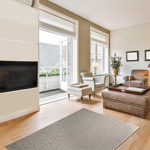 Furnish my Place Alfombra moderna de color sólido comercial para interiores y exteriores, color azul petróleo, de 8 x 10 pies, apta para mascotas y