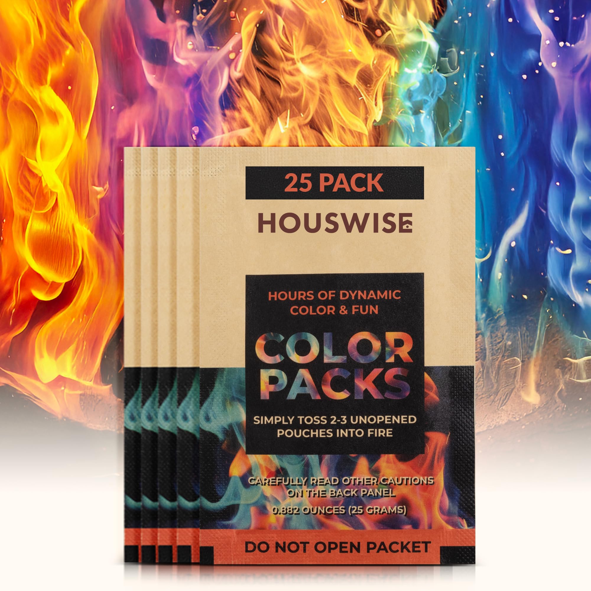 Fire Color Changing Packets Fire Pit (25-Pack), Campfire Color Packets, Magical Flames Changing, Magic Colorful Flames, Campfire Flame Accessory