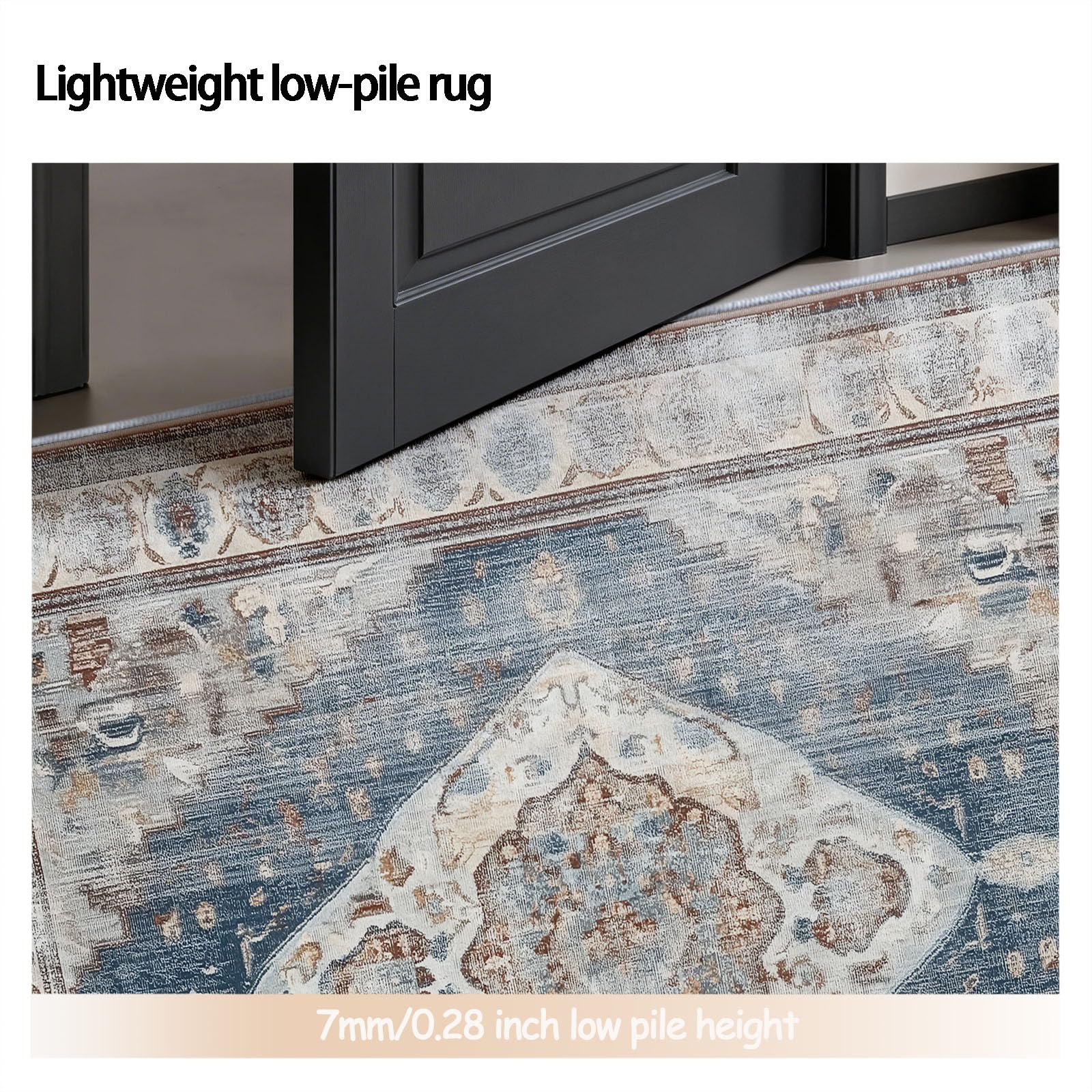 Lavable Tapis 100 cm Rond Intérieur Usé Abstrait Fleurs pour Salon, Chambre ou Couloir - Doux et Antidérapant - Traditionnel Boho Facile à Nettoyer Poil Ras Tapis pour Salle de séjour, Multicolore