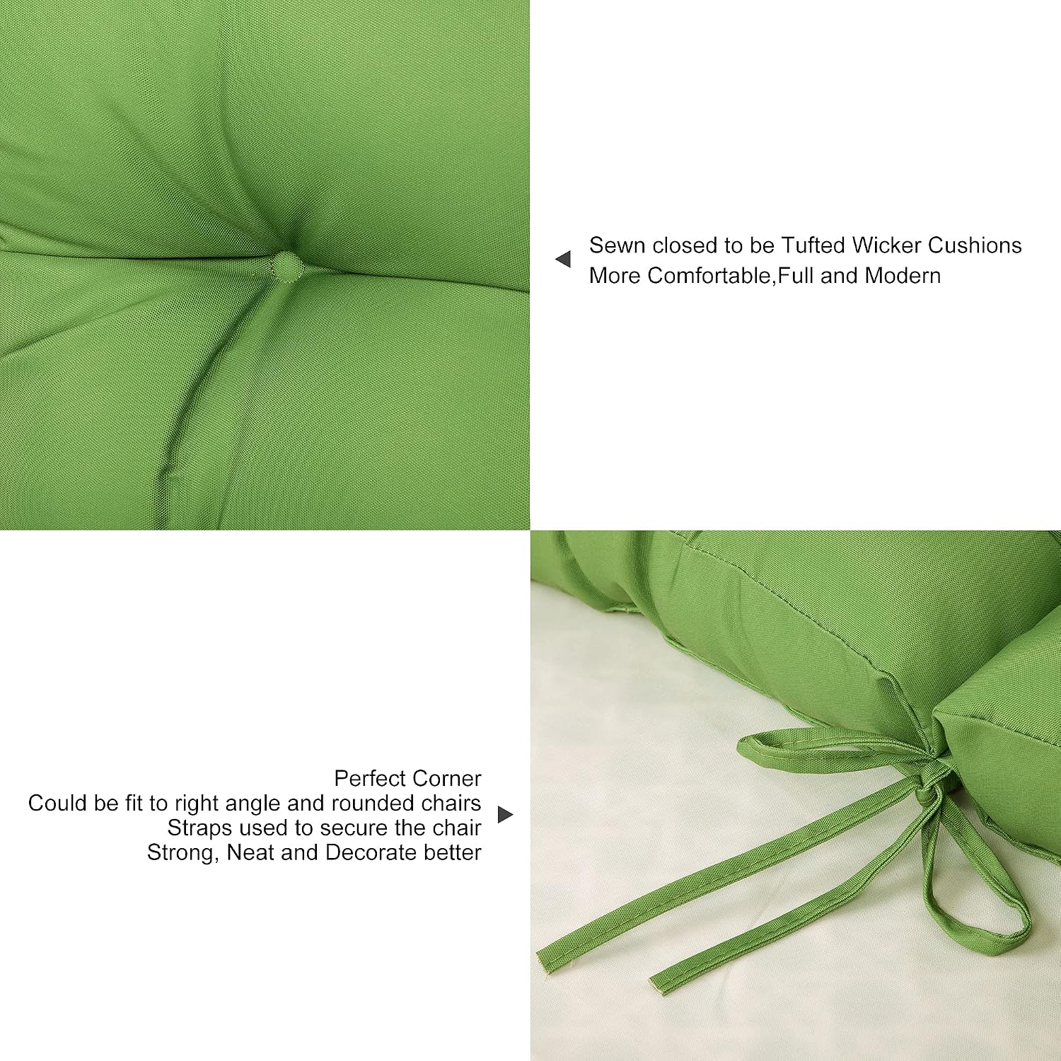 ARTPLAN Patio Chair Cushion,Tufted Adirondack Outdoor Chair Cushion,Wicker High Back Outdoor Seat Cushion,Set of 4, 44"X21"X4" (4 Pack), Kale Green