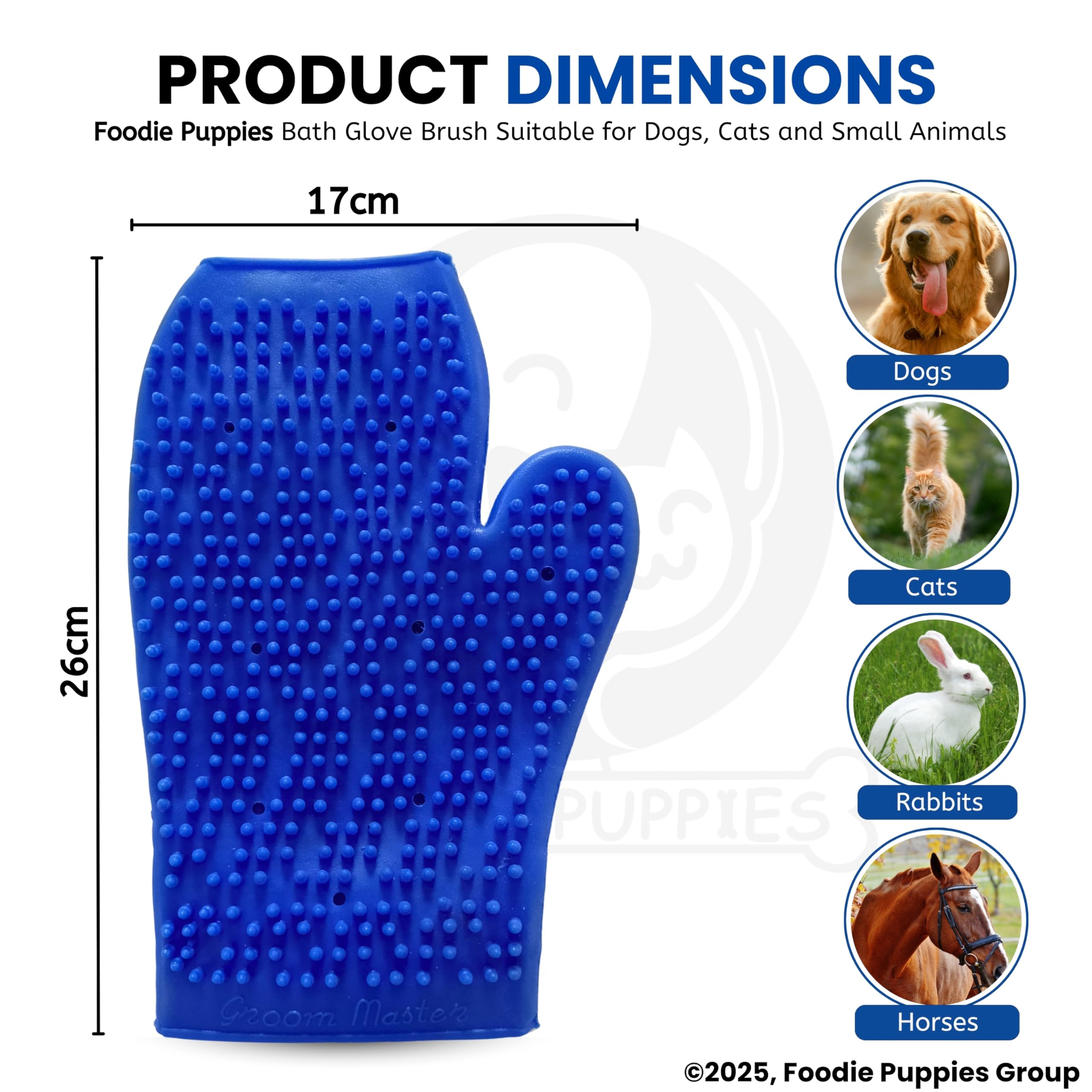 Foodie Puppies Pet Grooming Glove - (Hand Glove) Massage, Bath & Deshedding Brush Mitt for Dogs, Cats, Rabbits & Horses - Gentle Hair Remover & Massage Glove - 1 Pack (Color My Vary) 1