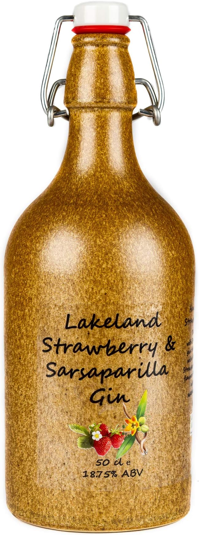 Lakeland Strawberry & Sarsaparilla Gin Liqueur- 18.75% ABV, Fresh & Fruity Sweetness Flavours, Handcrafted in Small Batches, Reusable Bottle With Swing-Top Cork, Gluten-Free, Vegan-Friendly 500ml