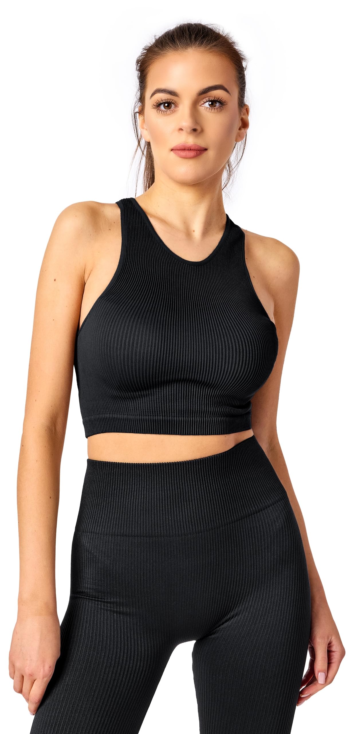 Bellivalini Sport Oberteile Damen Crop Top Stilvolles Geripptes Shirt Damen Gym Yoga Rib-TOP