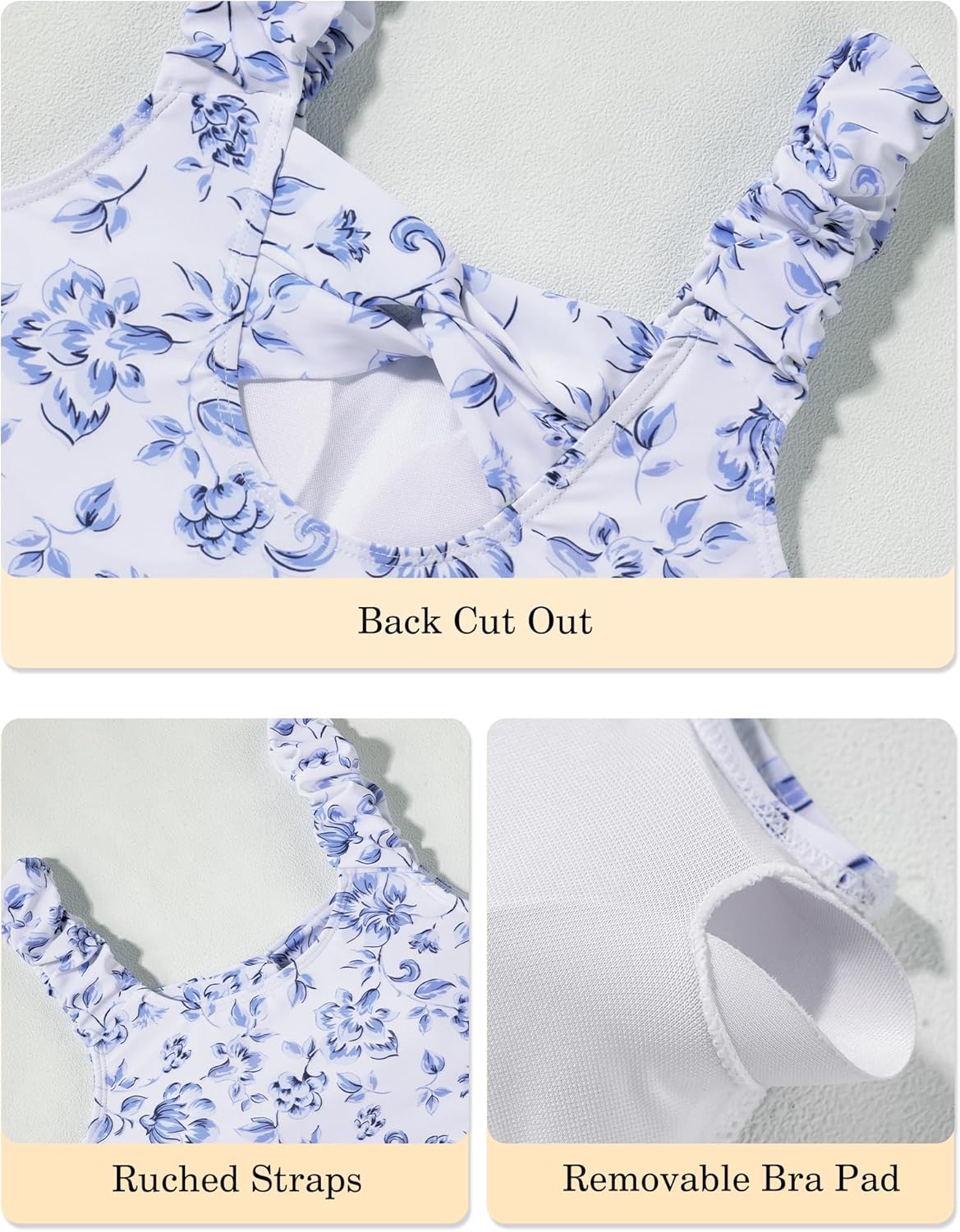 Girls Swimsuits One Piece Ruched Sleeveless Swimwear Back Cut Out Girls Bathing Suit for 7-16 Years - Image 5