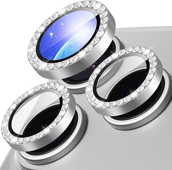 Diruite Camera Lens Protector for iPhone 17 Pro/17 Pro Max Tempered Glass,Diamond HD Premium Lens Cover+Aluminum Ring Camera Protector,Silver
