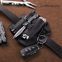 Vista 4 de Gentlestache - Funda de cuero para Leatherman, funda multiherramienta, EDC, organizador de bolsillo con llavero para cinturón y funda para linterna