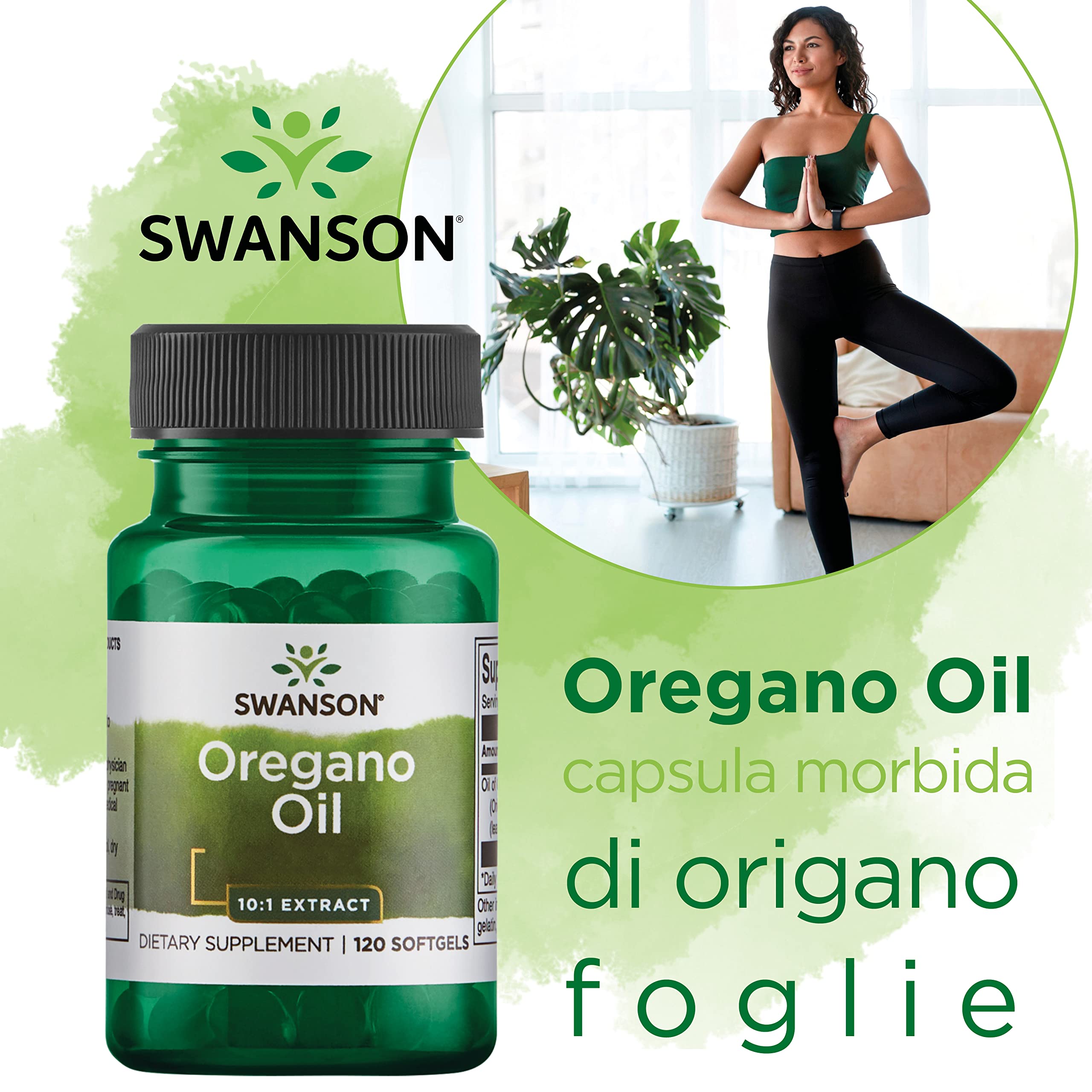 Swanson Oregano Oil (olio di origano), Origanum vulgare, 150mg, 120 capsule morbide, altamente dosato, Testato in Laboratorio, Senza Soia, Senza Glutine, Non OGM