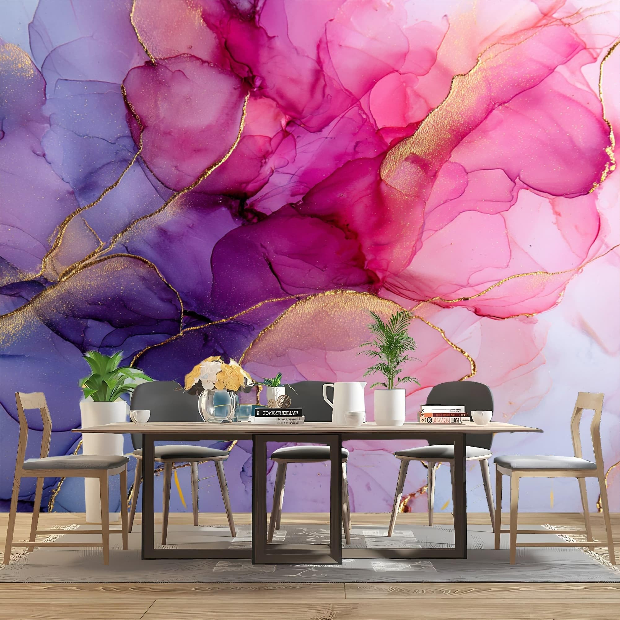 Zdejmowany plakat 3D, fototapeta, 350 x 256 cm, farba atramentowa, wysokiej jakości, włóknina, okładzina ścienna, różowa, do salonu, domu, sypialni, kuchni, dekoracja ścienna, tapeta