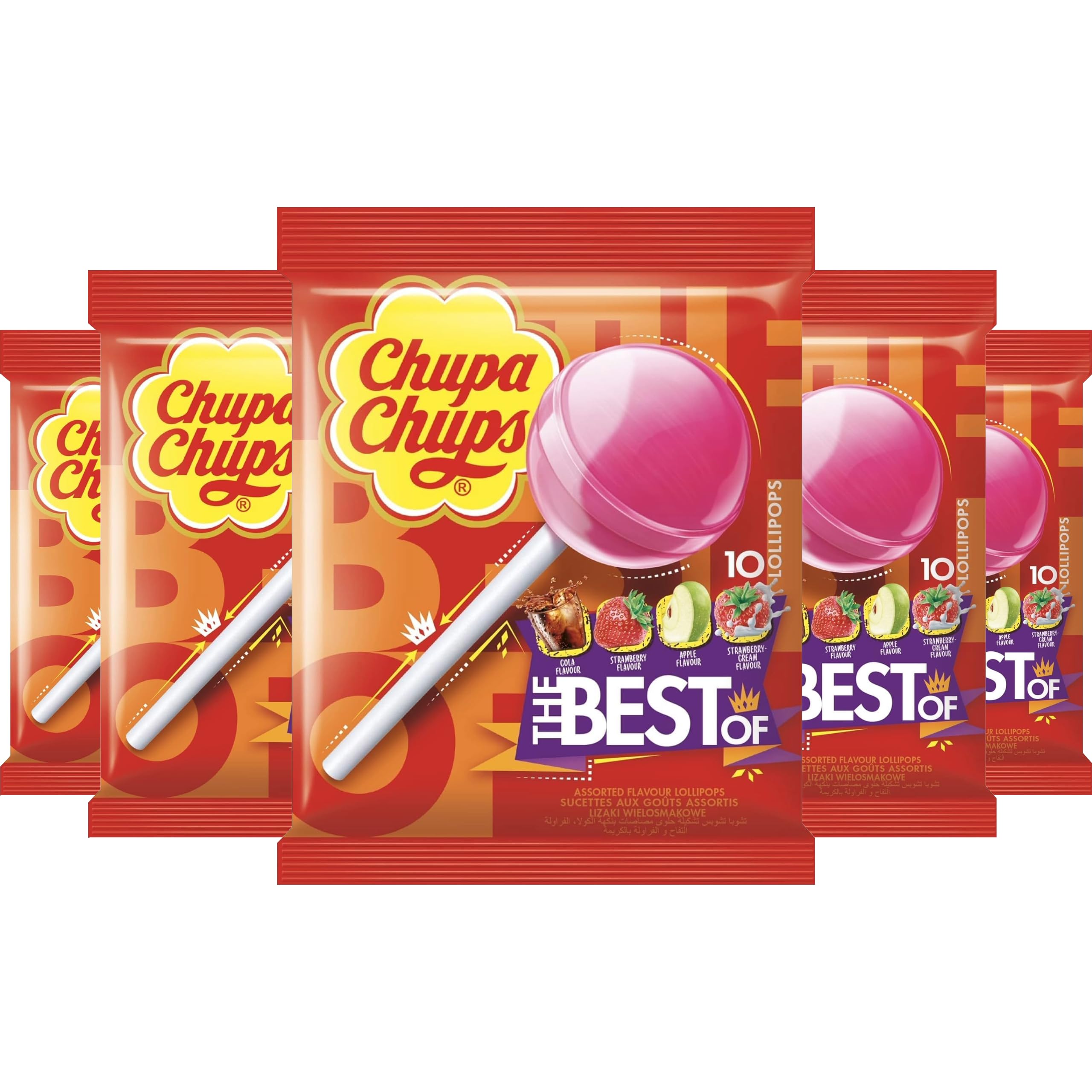 Chupa Chups Best Of Lollipop Gift Bags, Party Sweets In 4 Flavours, Suitable for Vegetarians - 12 x 10 Lollies
