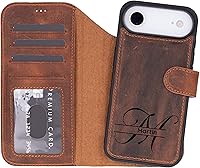 Vista 1 de Funda tipo cartera de piel prémium para iPhone 17 Air, funda personalizada con bloqueo RFID y ranuras para tarjetas, diseño compatible con MagSafe