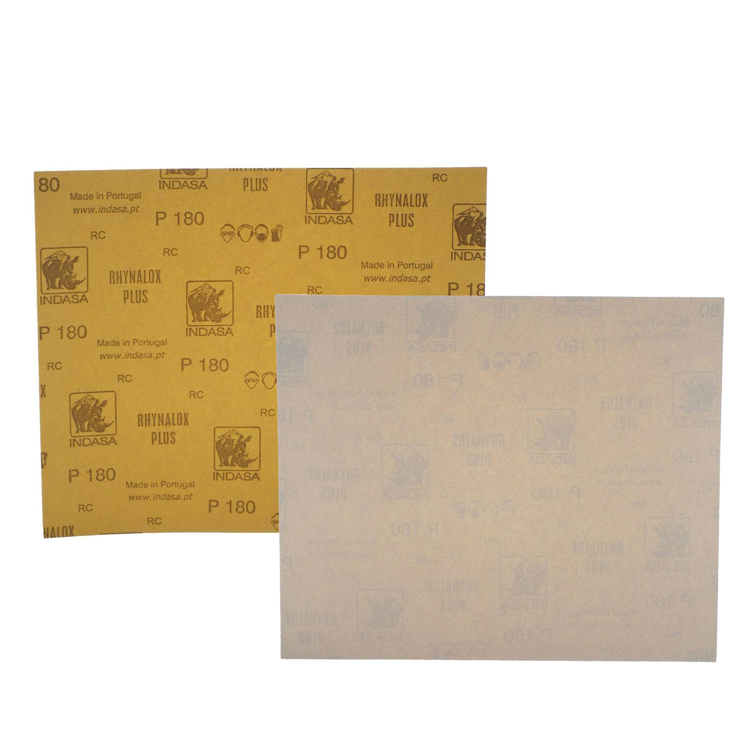 Indasa Beige Rhynalox Plusline Production Paper P180 Grit Sand Paper X 10 Sheets Automotive Refinishing Sandpaper Sanding Paper Sheets Solid 230Mm X 280Mm System