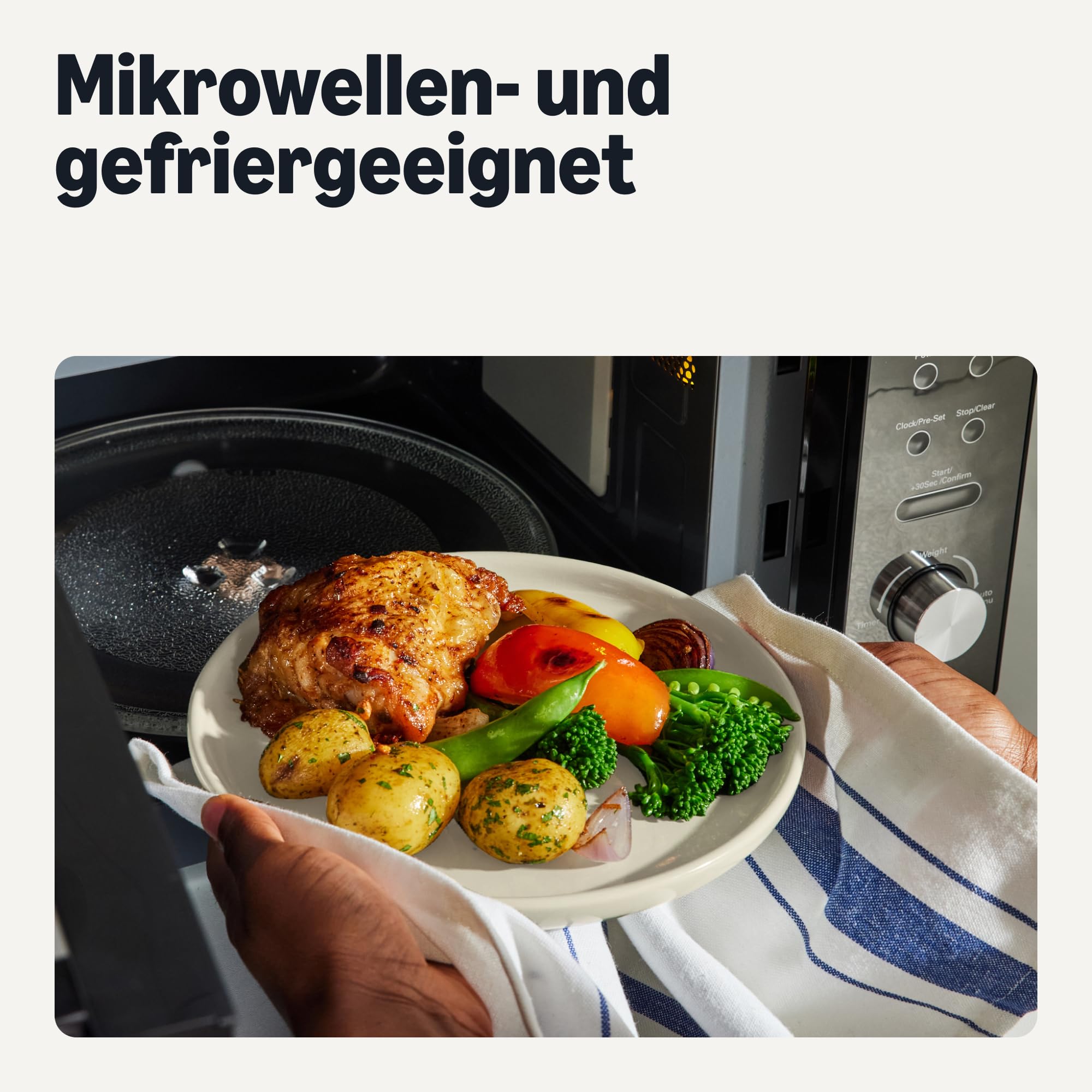Amazon Basics Glasiertes Steingutgeschirr 18-Teiliges Set Spülmaschinenfest Elfenbeinfarben
