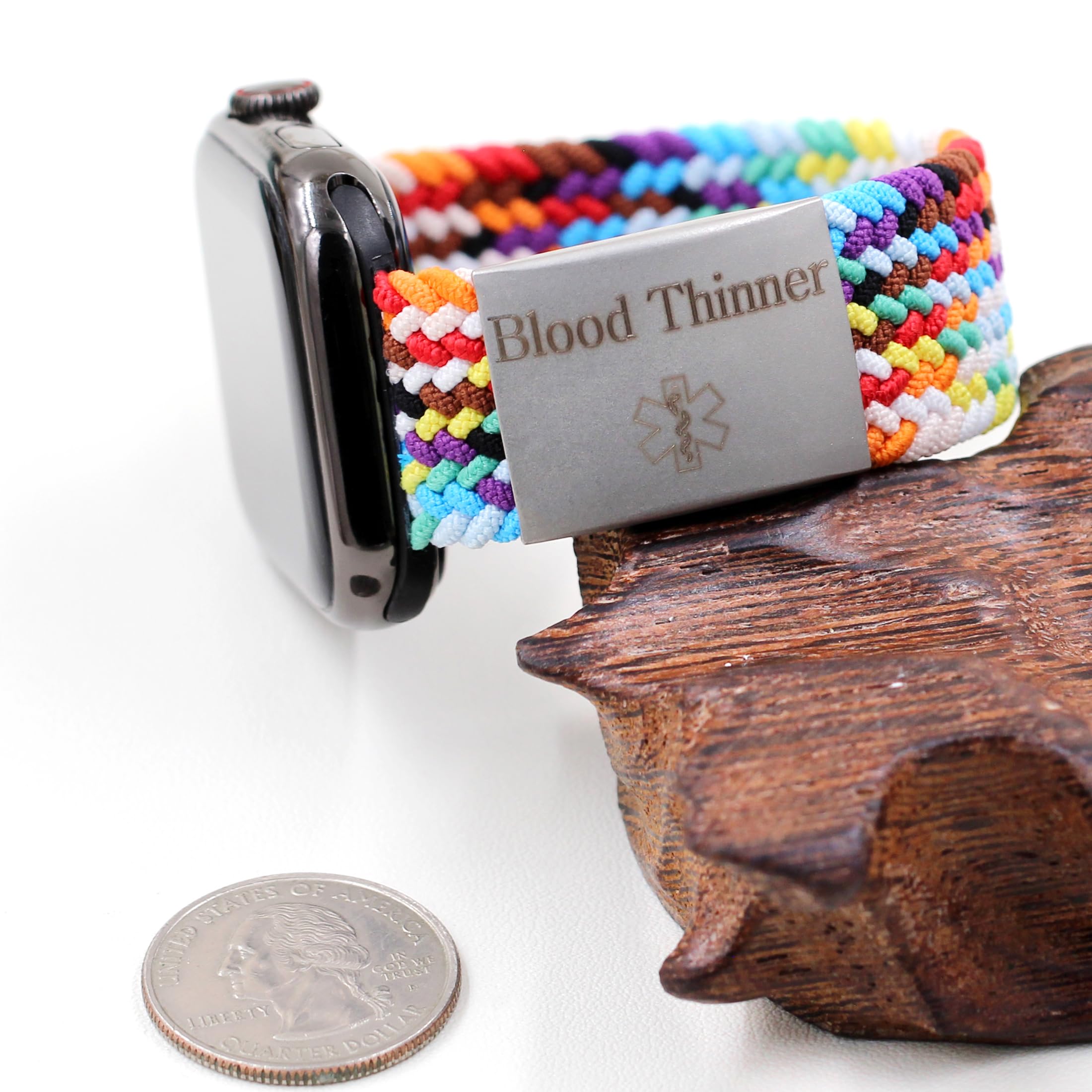 Uloveido Unisex Roestvrij staal Gegraveerd Bloeddunner Medische ID Tag Geschikt voor Mannen Vrouwen Apple Horlogeband Y4313-Wit