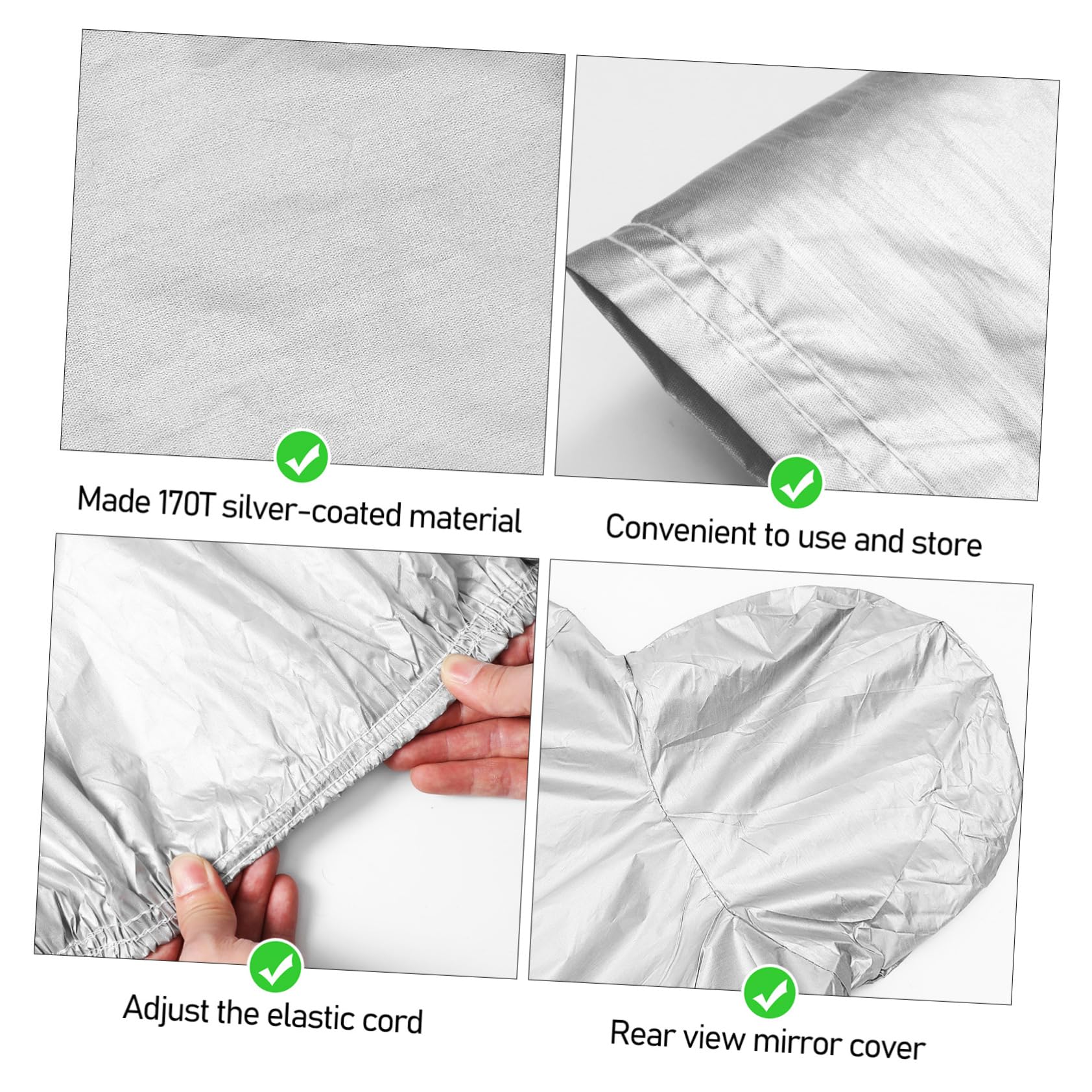 Cabilock Silver Car Cover Fit Weatherproof Easy Install Car Cover for Sun Protection — view 3