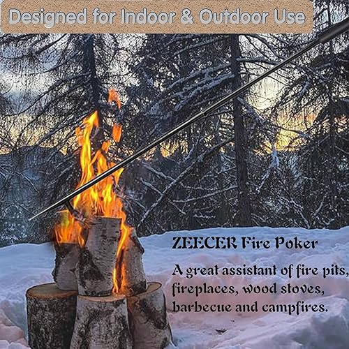 Miniatura 6 de Póker de fuego, resistente de acero sólido de 34 pulgadas de largo, accesorios para hogueras de póquer, diseño extraíble, póquer portátil para