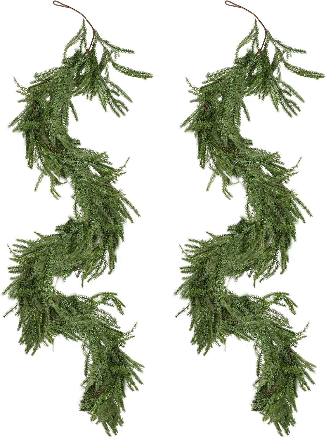Norfolk Pine Garlands: 6ft Artificial Green Garland for Christmas Decorations - Realistic Greenery Garland for Mantel Fireplace Table Christmas Garland for Indoor Outdoor Holiday Xmas Decor (1Pcs) - Image 8