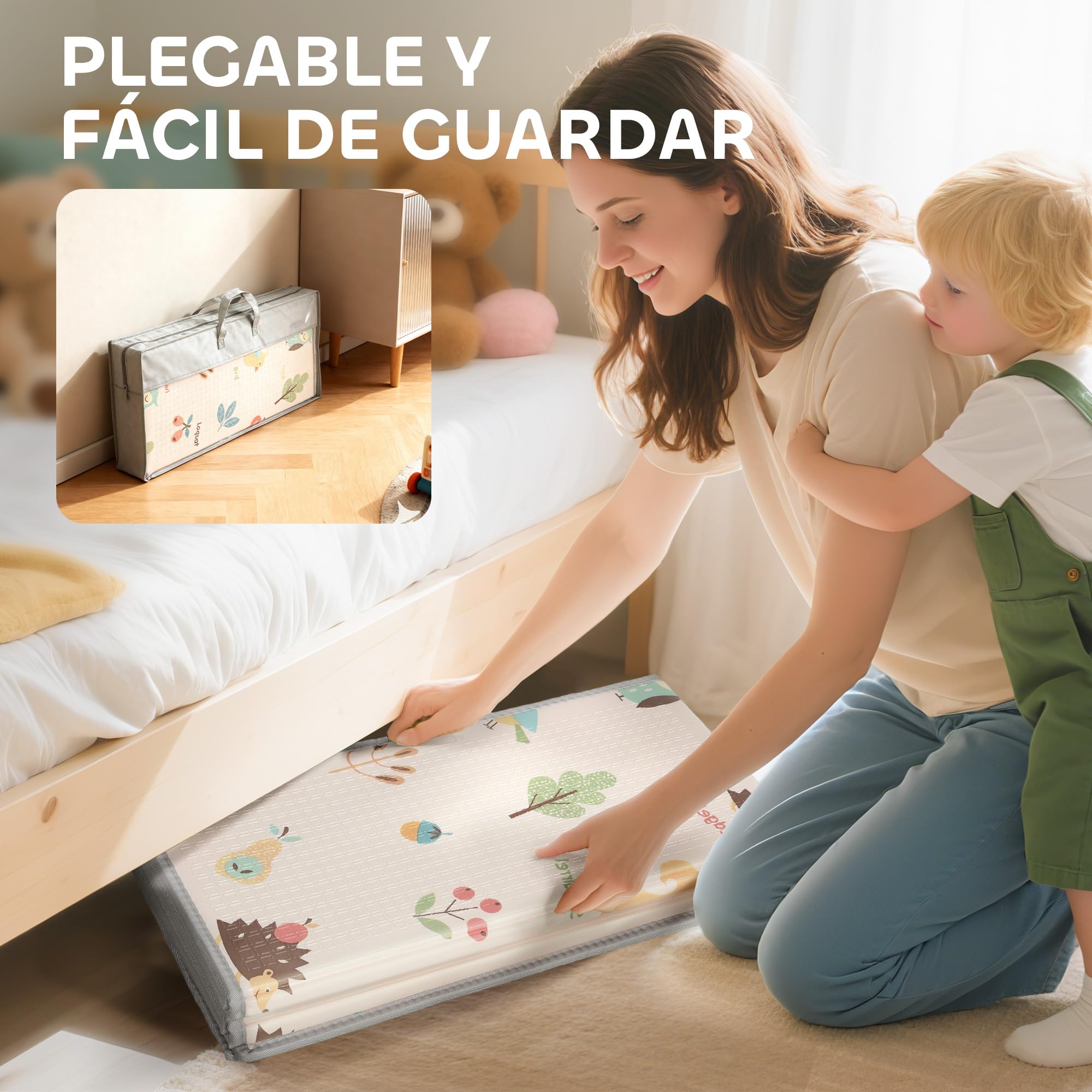 AIYAPLAY Alfombra Bebé Acolchada Plegable Reversible 150x180 cm