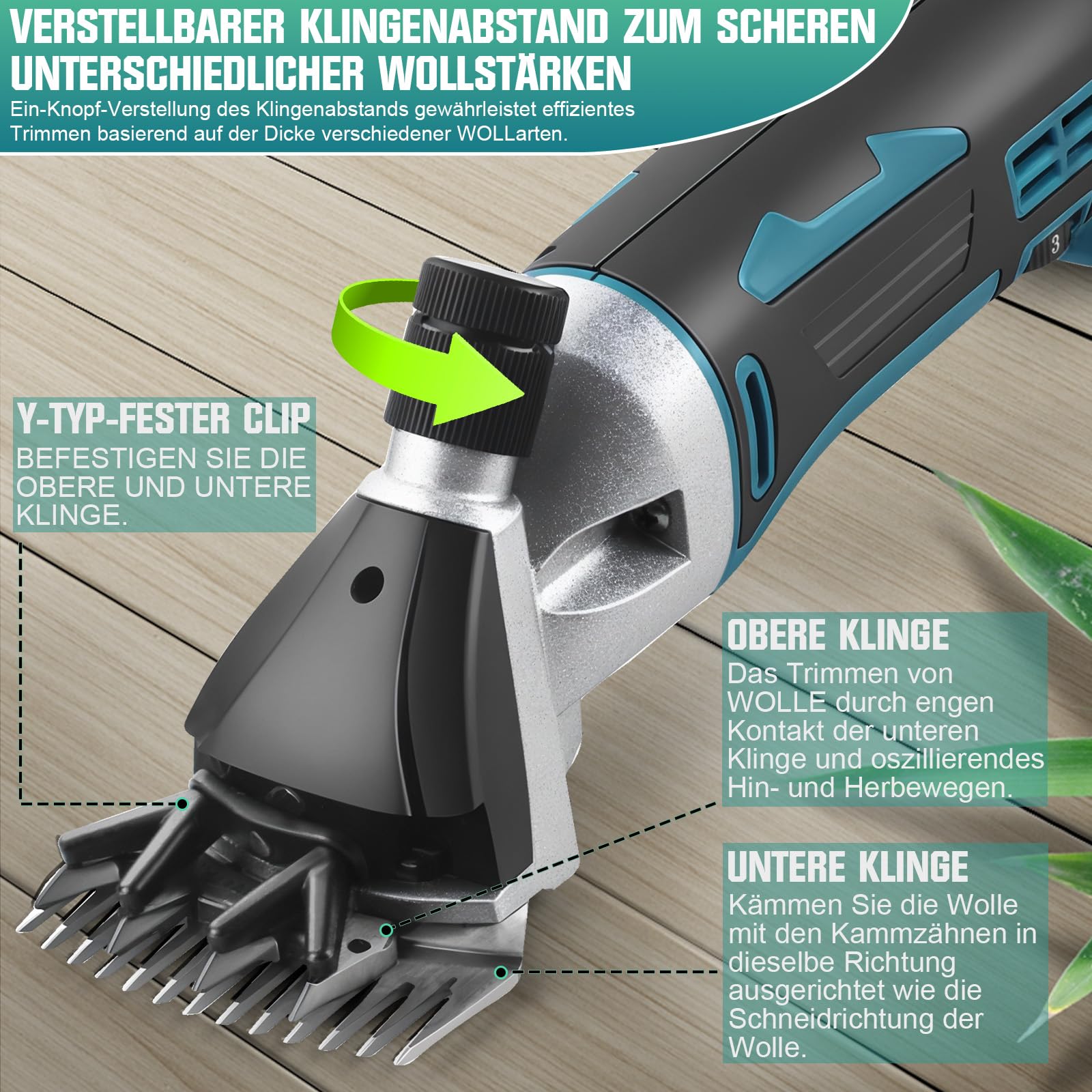 Akku Schafschere 500W für Makita 18V Akku, Schafschermaschine mit 6 Geschwindigkeiten, 2x2500mAh Akkus, Elektrische Schafschere Kabellose Schermaschine für Schafe Alpakas Ziegen